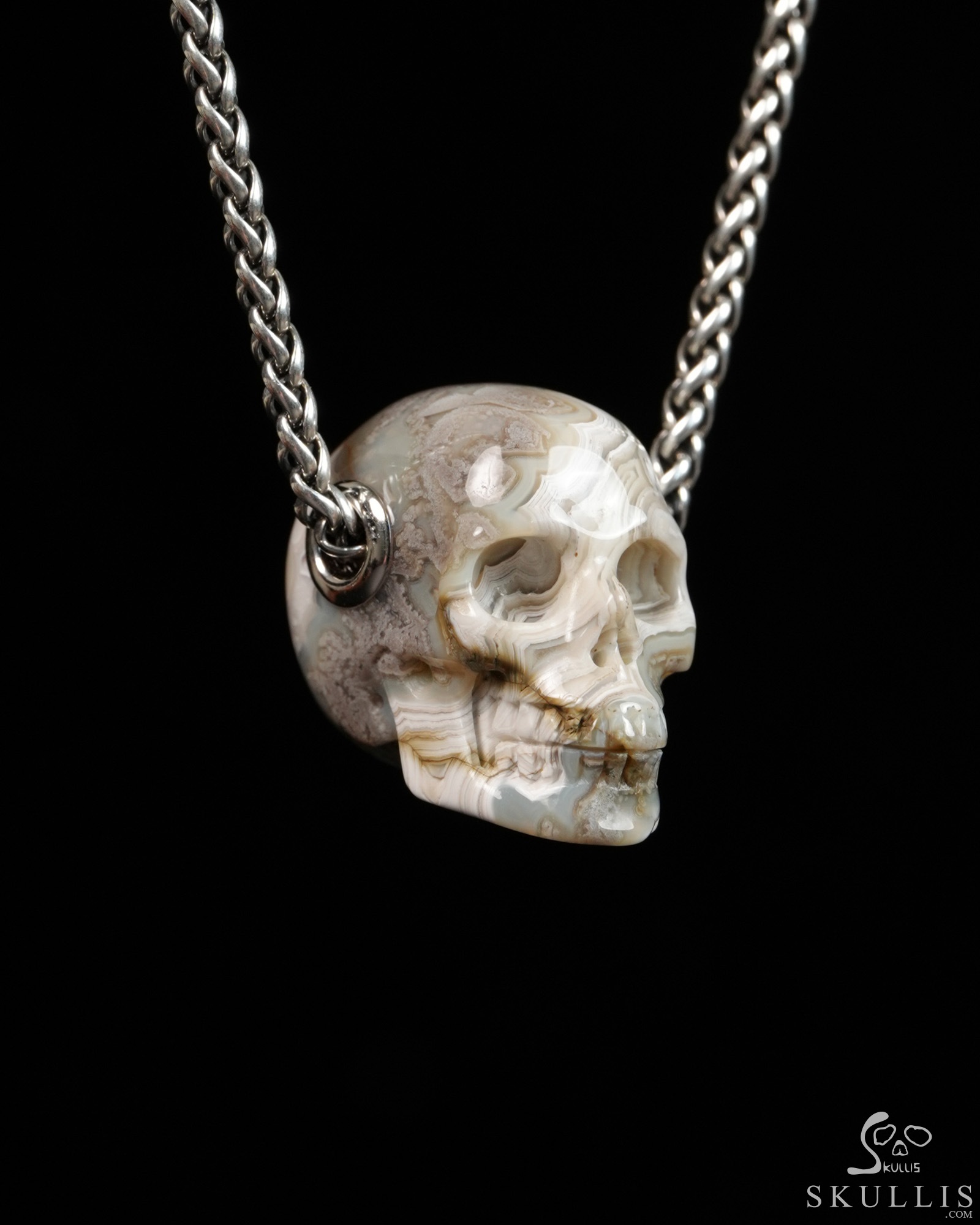 Skullis Signature 1.2" Red Crazy Lace Agate Hand Carved Crystal Skull Pendant, Crystal Healing Skull Jewelry, for Women & Men Skullis Signature 1.2" Red Crazy Lace Agate Hand Carved Crystal Skull Pendant, Crystal Healing Skull Jewelry, for Women & Men