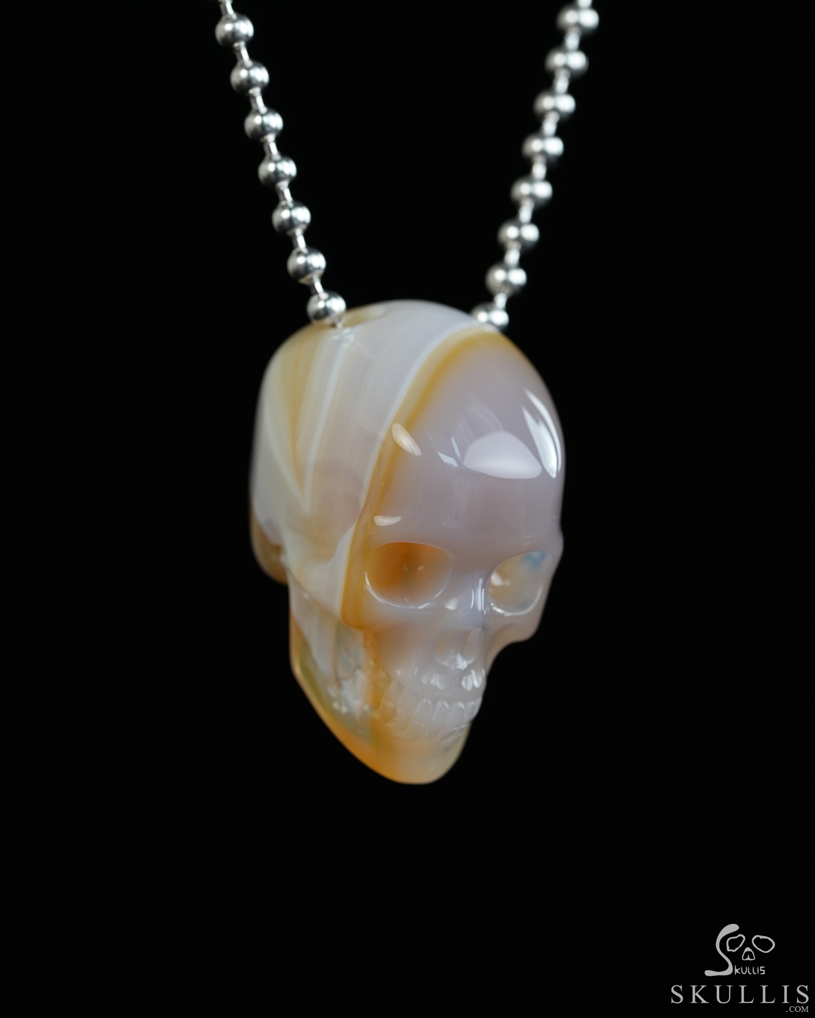 Hollow Essence - 1.4" Agate Hand Carved Crystal Skull Pendant, Crystal Healing Skull Jewelry, for Women & Men Hollow Essence - 1.4" Agate Hand Carved Crystal Skull Pendant, Crystal Healing Skull Jewelry, for Women & Men