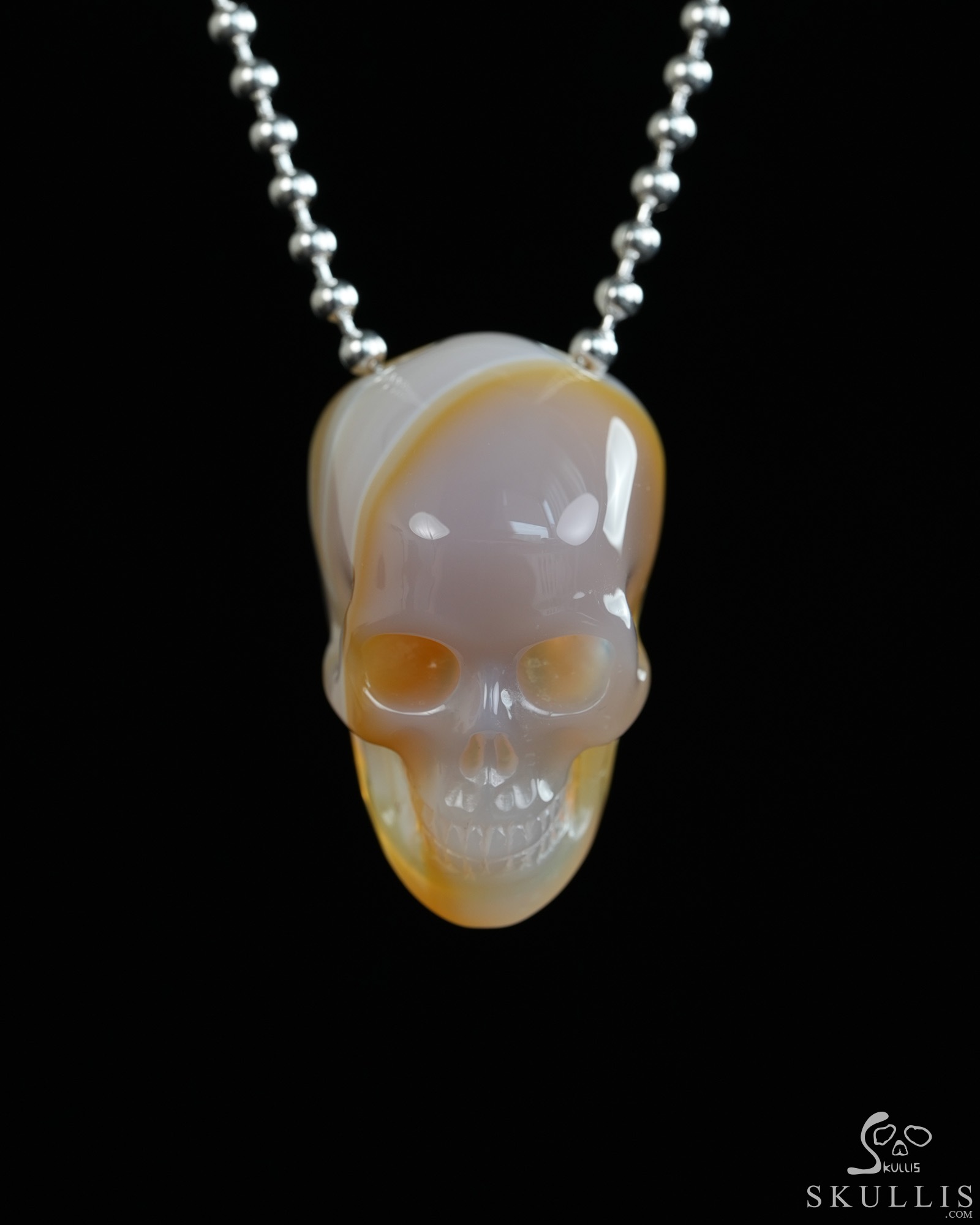 Hollow Essence - 1.4" Agate Hand Carved Crystal Skull Pendant, Crystal Healing Skull Jewelry, for Women & Men Hollow Essence - 1.4" Agate Hand Carved Crystal Skull Pendant, Crystal Healing Skull Jewelry, for Women & Men