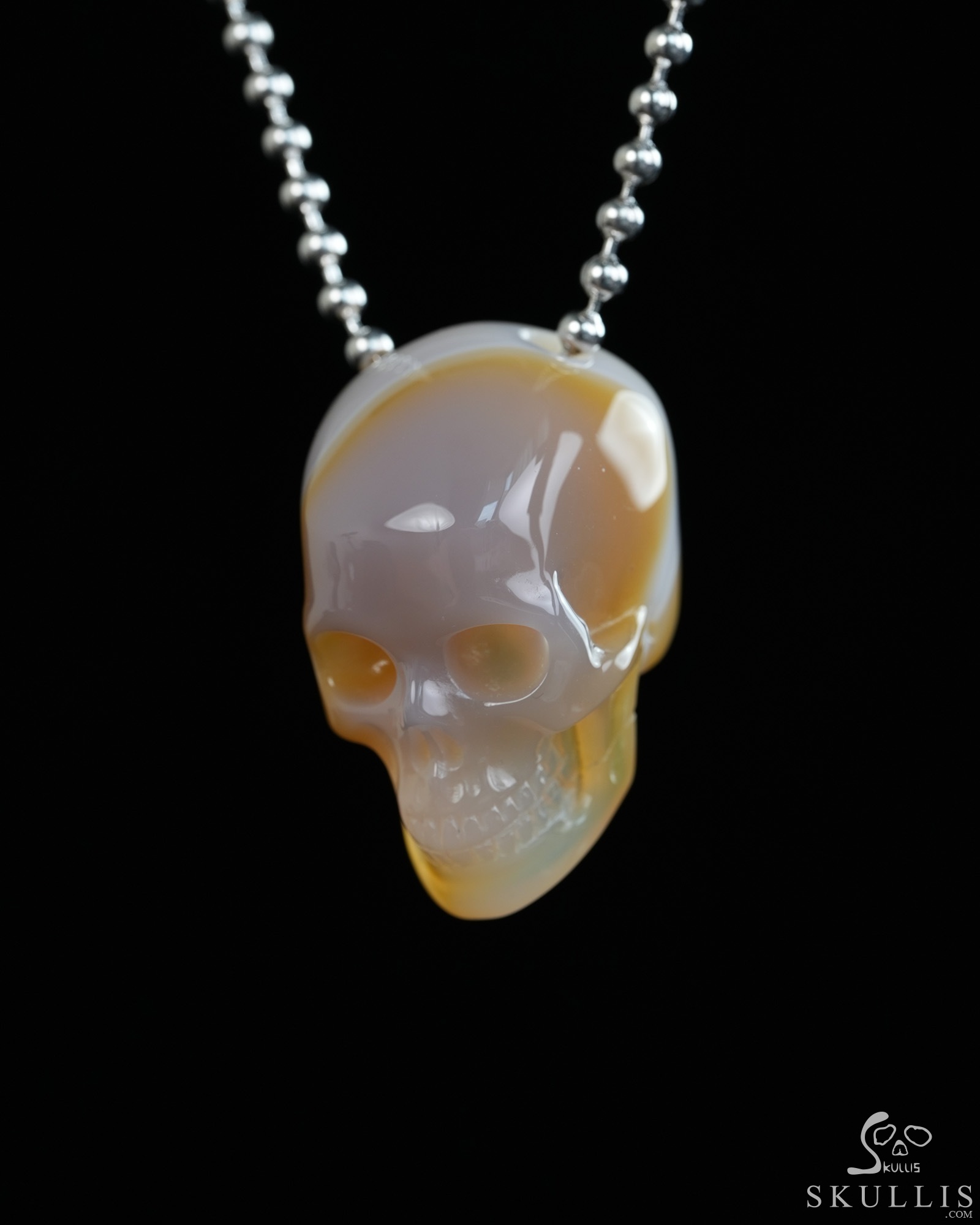 Hollow Essence - 1.4" Agate Hand Carved Crystal Skull Pendant, Crystal Healing Skull Jewelry, for Women & Men Hollow Essence - 1.4" Agate Hand Carved Crystal Skull Pendant, Crystal Healing Skull Jewelry, for Women & Men