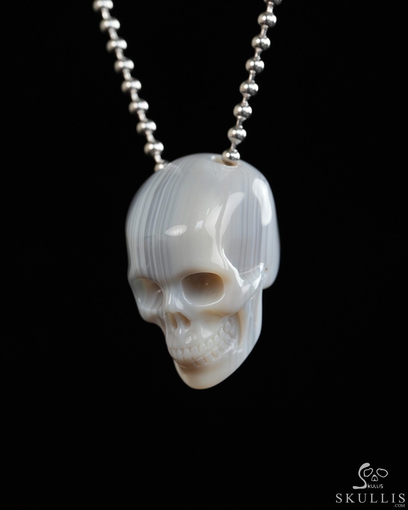 Hollow Essence - 1.4" Agate Hand Carved Crystal Skull Pendant, Crystal Healing Skull Jewelry, for Women & Men Hollow Essence - 1.4" Agate Hand Carved Crystal Skull Pendant, Crystal Healing Skull Jewelry, for Women & Men