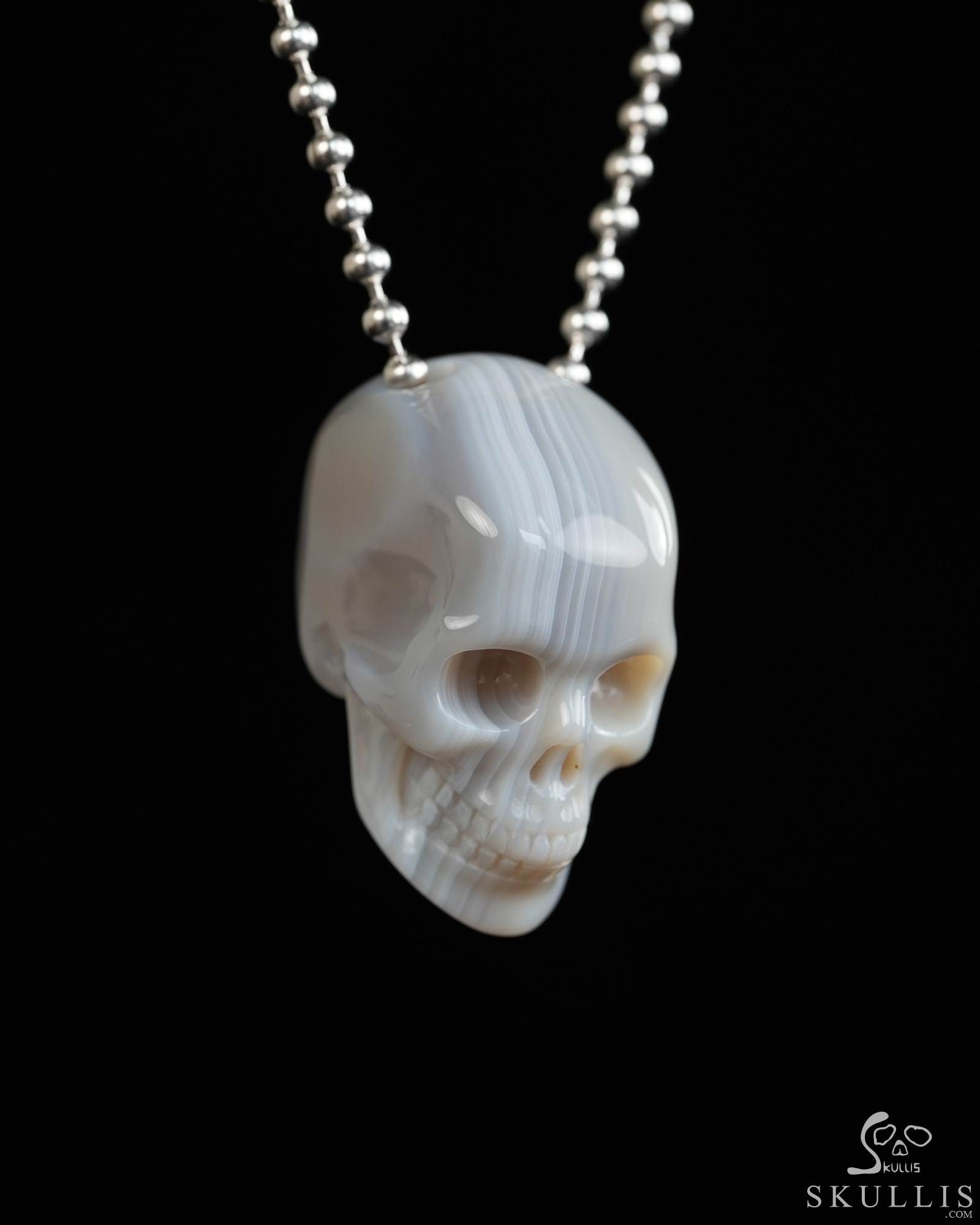 Hollow Essence - 1.4" Agate Hand Carved Crystal Skull Pendant, Crystal Healing Skull Jewelry, for Women & Men Hollow Essence - 1.4" Agate Hand Carved Crystal Skull Pendant, Crystal Healing Skull Jewelry, for Women & Men