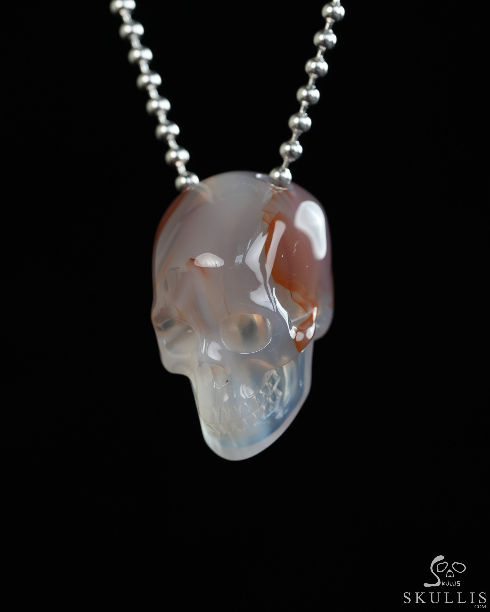Hollow Essence - 1.4" Agate Hand Carved Crystal Skull Pendant, Crystal Healing Skull Jewelry, for Women & Men Hollow Essence - 1.4" Agate Hand Carved Crystal Skull Pendant, Crystal Healing Skull Jewelry, for Women & Men