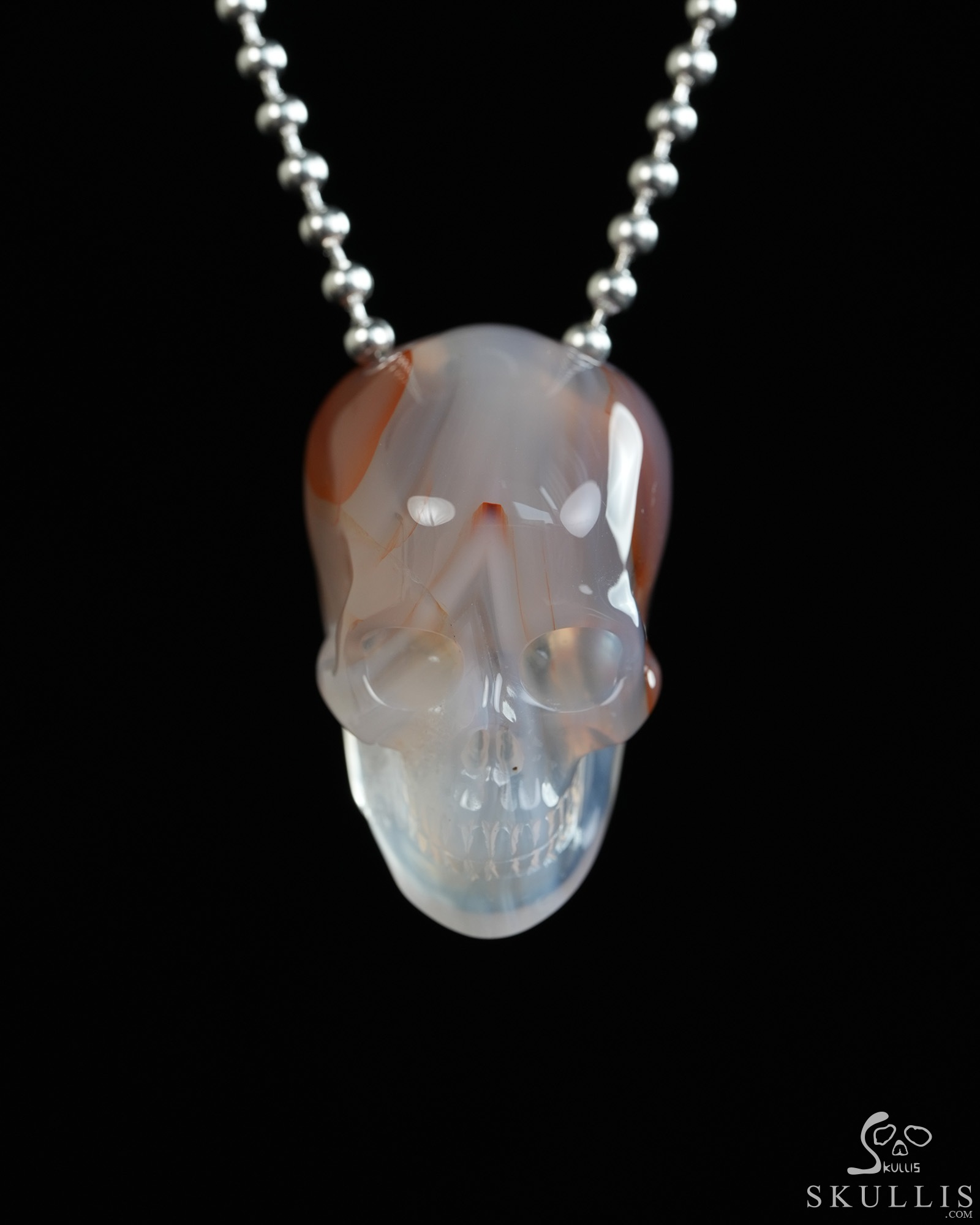 Hollow Essence - 1.4" Agate Hand Carved Crystal Skull Pendant, Crystal Healing Skull Jewelry, for Women & Men Hollow Essence - 1.4" Agate Hand Carved Crystal Skull Pendant, Crystal Healing Skull Jewelry, for Women & Men