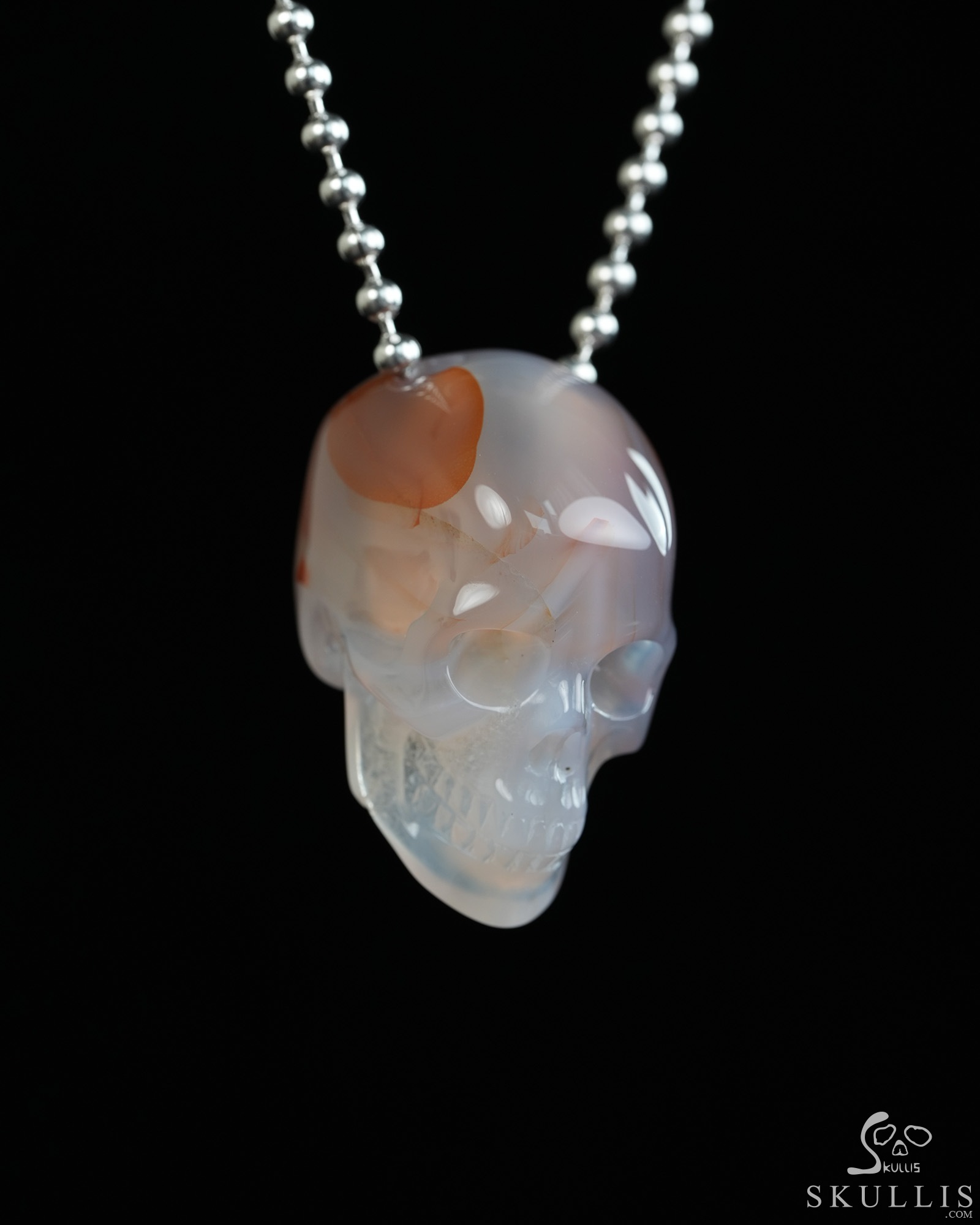 Hollow Essence - 1.4" Agate Hand Carved Crystal Skull Pendant, Crystal Healing Skull Jewelry, for Women & Men Hollow Essence - 1.4" Agate Hand Carved Crystal Skull Pendant, Crystal Healing Skull Jewelry, for Women & Men