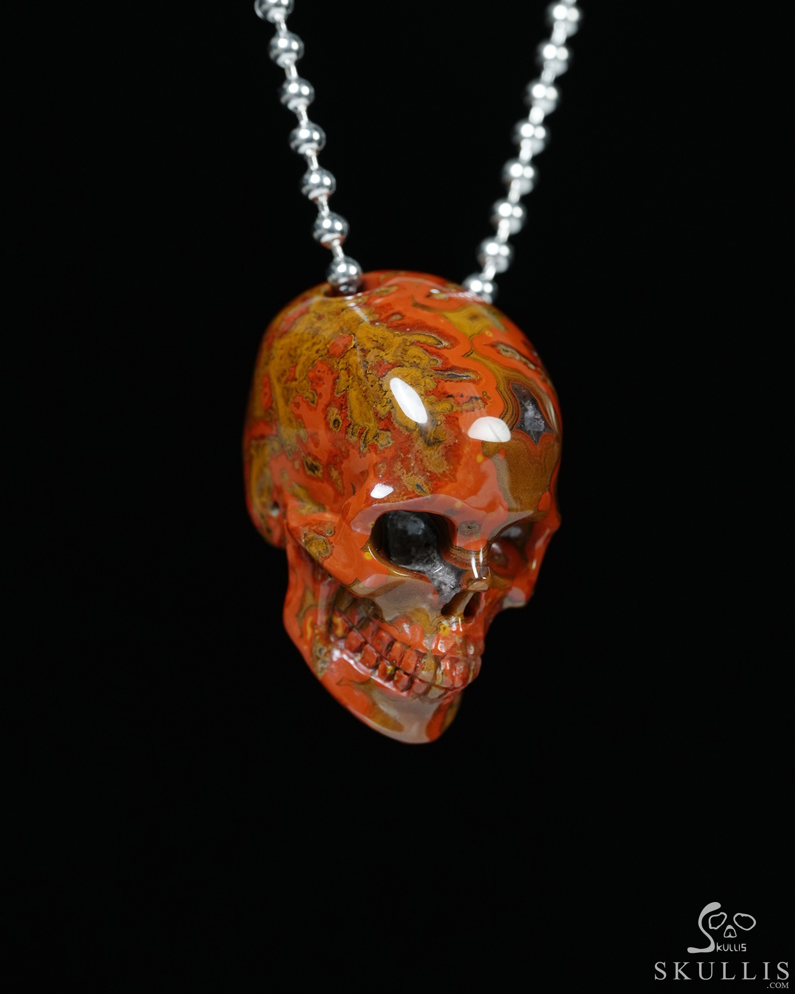Hollow Essence - Necklace of 1.4" Red Desert Agate Hand Carved Crystal Skull Pendant, Skull Jewelry Hollow Essence - Necklace of 1.4" Red Desert Agate Hand Carved Crystal Skull Pendant, Skull Jewelry