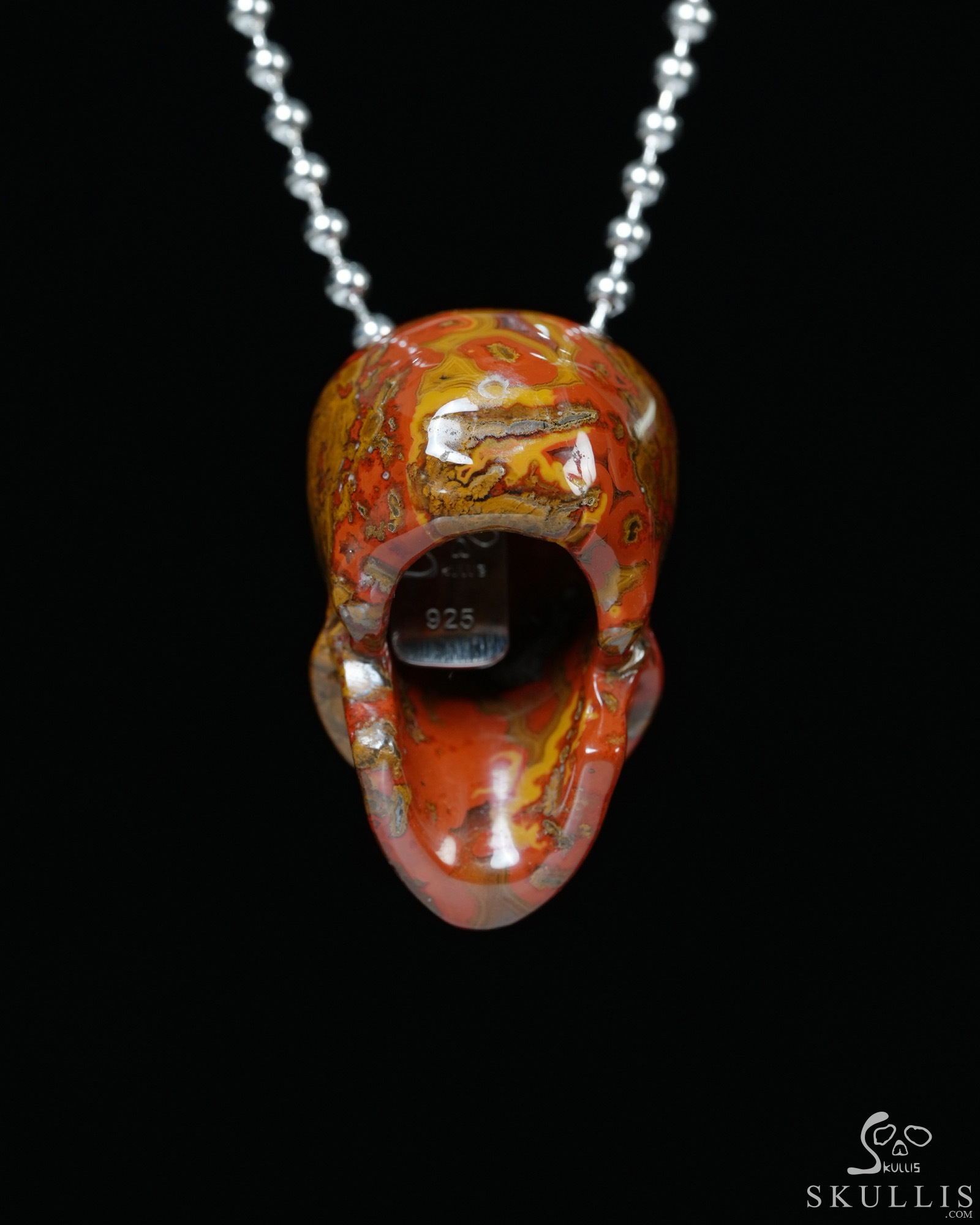 Hollow Essence - Necklace of 1.4" Red Desert Agate Hand Carved Crystal Skull Pendant, Skull Jewelry Hollow Essence - Necklace of 1.4" Red Desert Agate Hand Carved Crystal Skull Pendant, Skull Jewelry