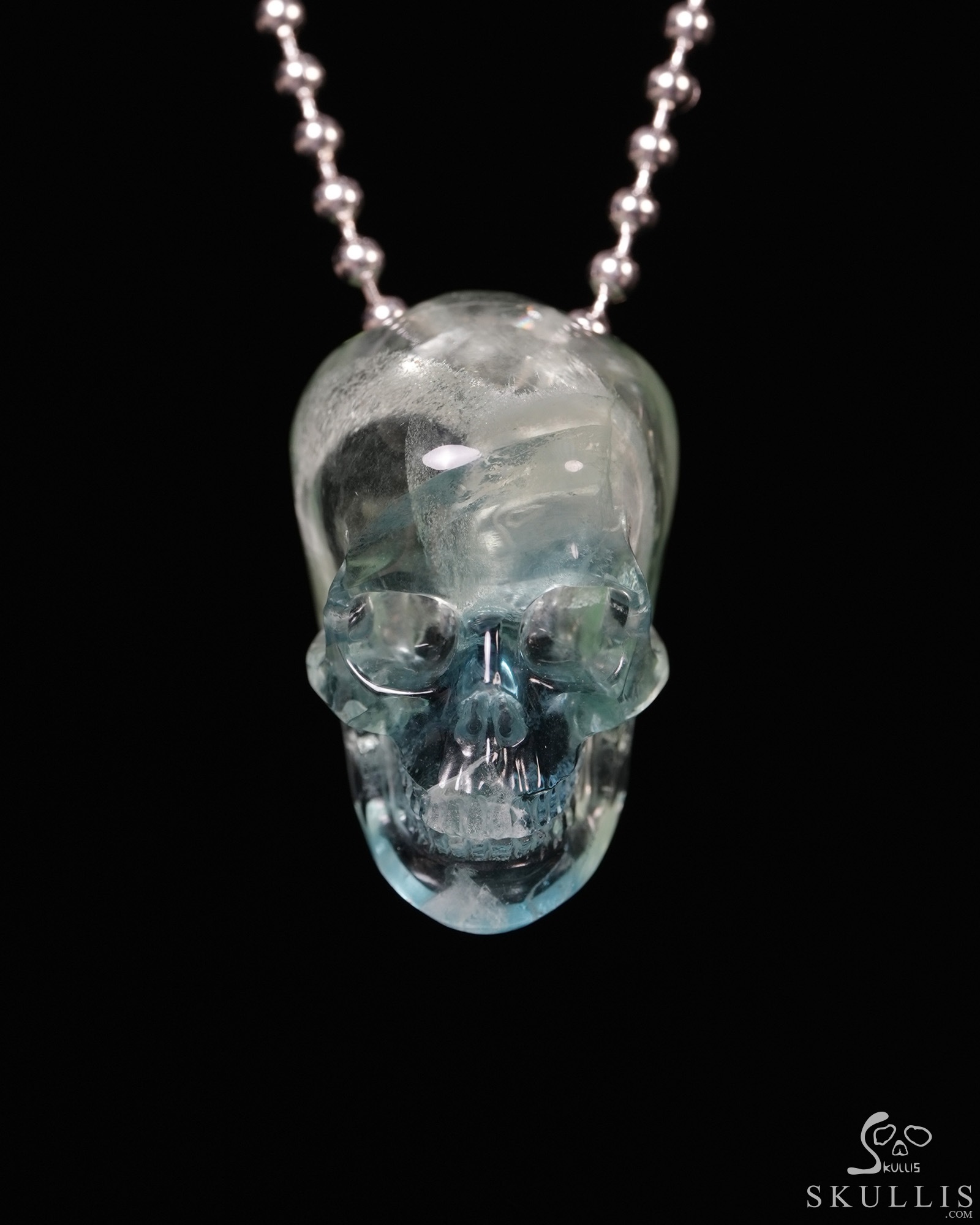 Hollow Essence - Necklace of 1.4" Fluorite Hand Carved Crystal Skull Pendant, Skull Jewelry Hollow Essence - Necklace of 1.4" Fluorite Hand Carved Crystal Skull Pendant, Skull Jewelry