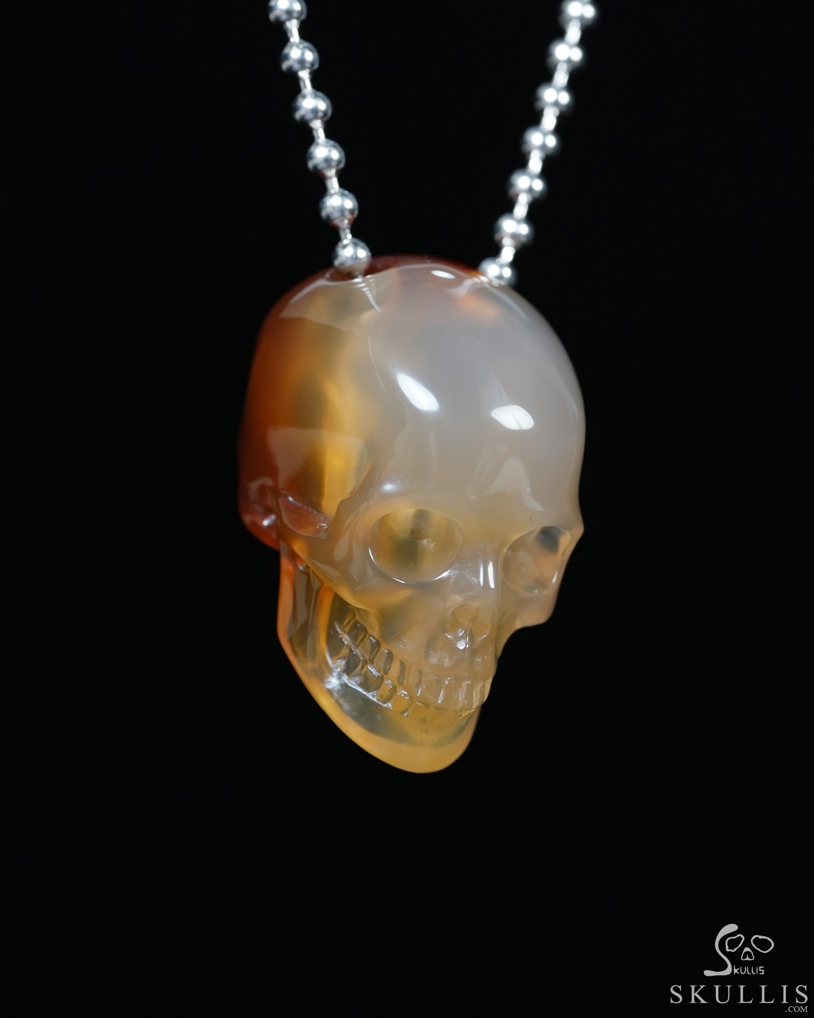 Hollow Essence - Necklace of 1.4" Agate Hand Carved Crystal Skull Pendant, Skull Jewelry Hollow Essence - Necklace of 1.4" Agate Hand Carved Crystal Skull Pendant, Skull Jewelry