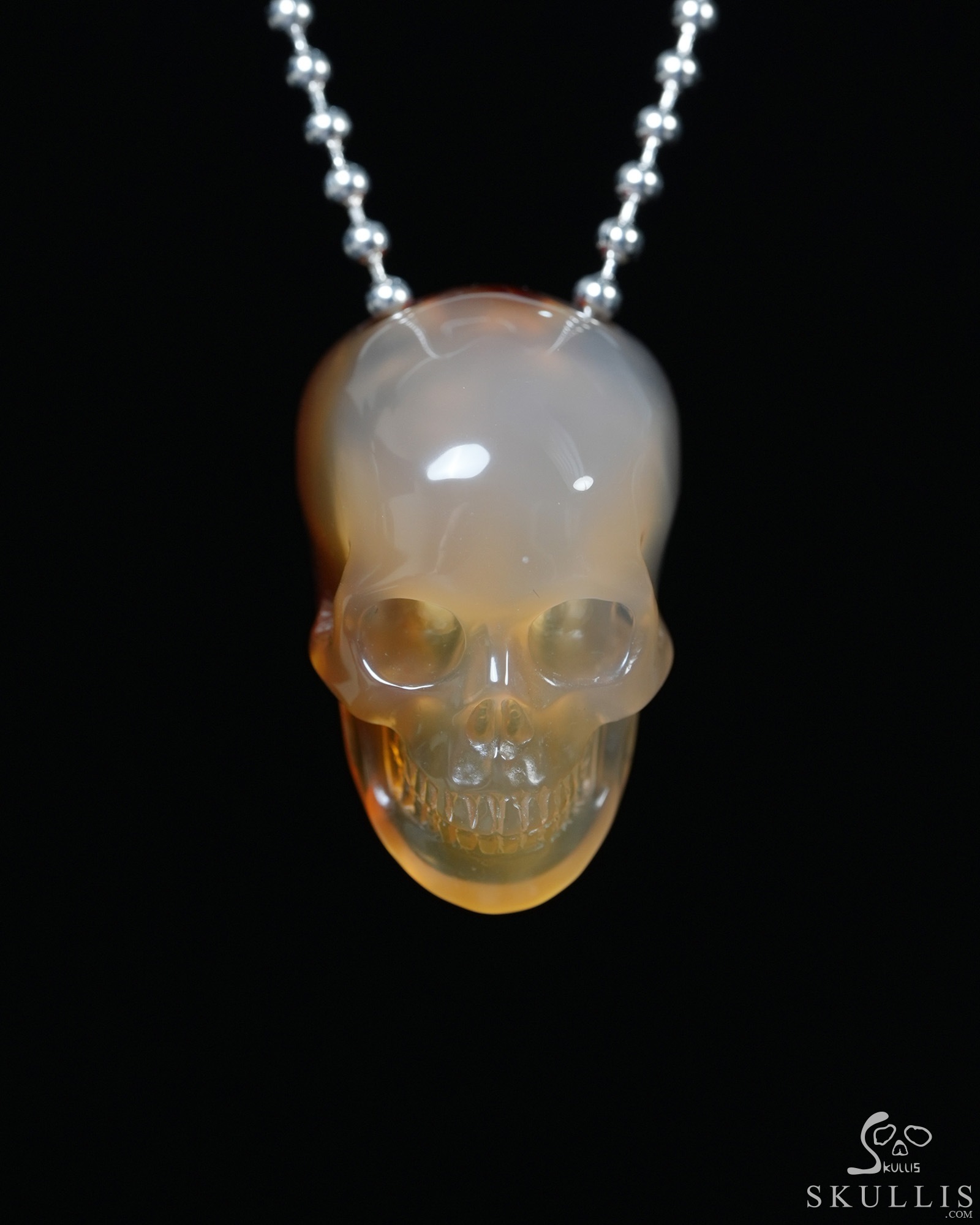Hollow Essence - Necklace of 1.4" Agate Hand Carved Crystal Skull Pendant, Skull Jewelry Hollow Essence - Necklace of 1.4" Agate Hand Carved Crystal Skull Pendant, Skull Jewelry