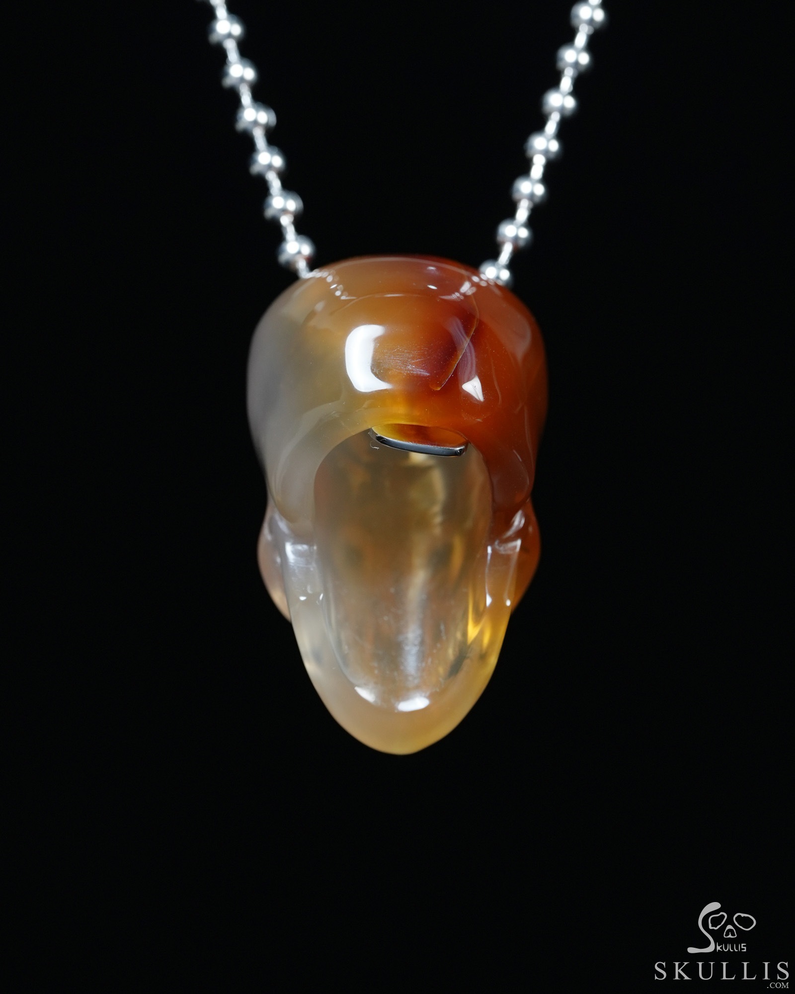 Hollow Essence - Necklace of 1.4" Agate Hand Carved Crystal Skull Pendant, Skull Jewelry Hollow Essence - Necklace of 1.4" Agate Hand Carved Crystal Skull Pendant, Skull Jewelry