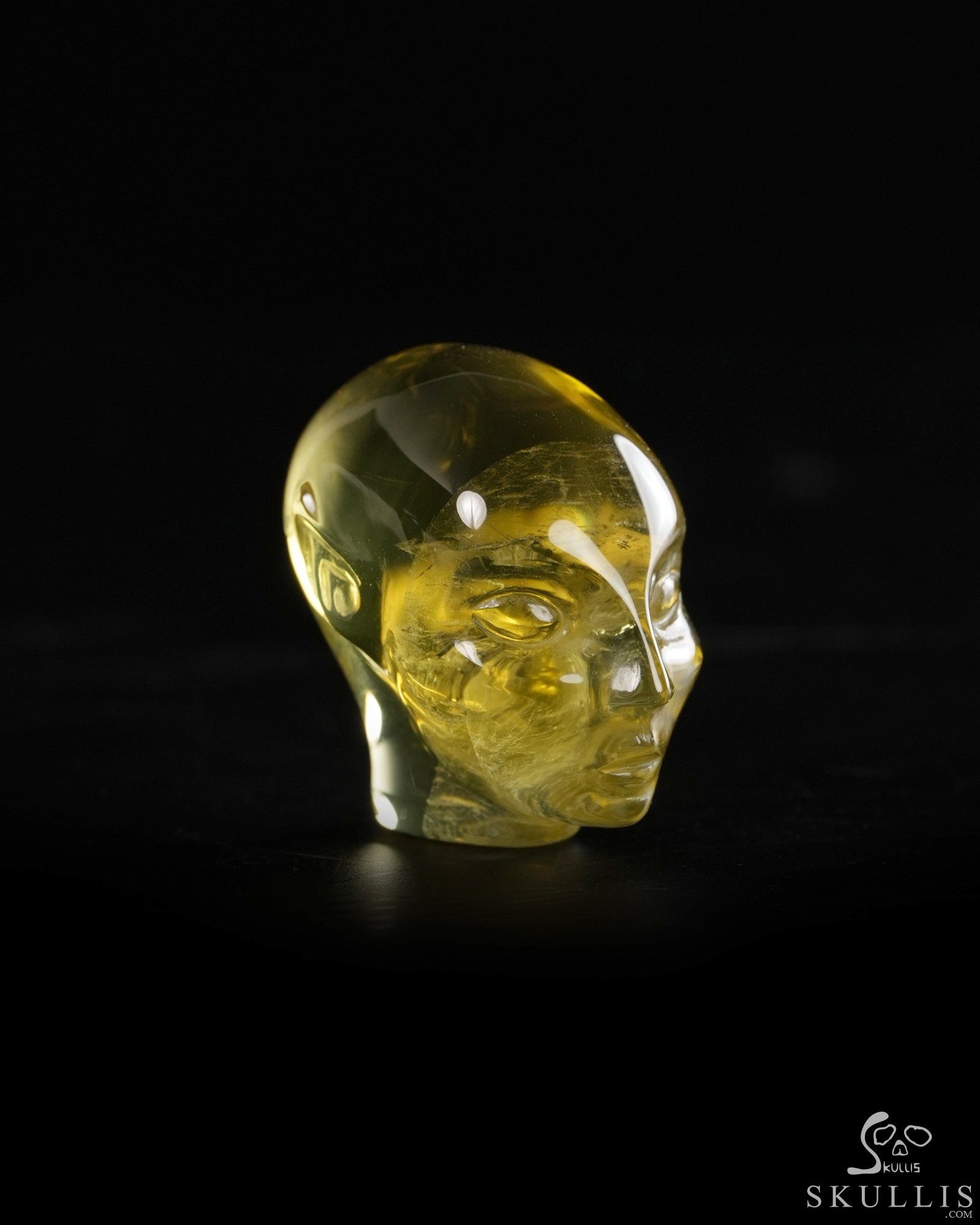 Gemstone 1.2" Citrine Hand Carved Fairy Elf Alien Crystal Skull Companion Sculpture, Crystal Healing Gemstone 1.2" Citrine Hand Carved Fairy Elf Alien Crystal Skull Companion Sculpture, Crystal Healing