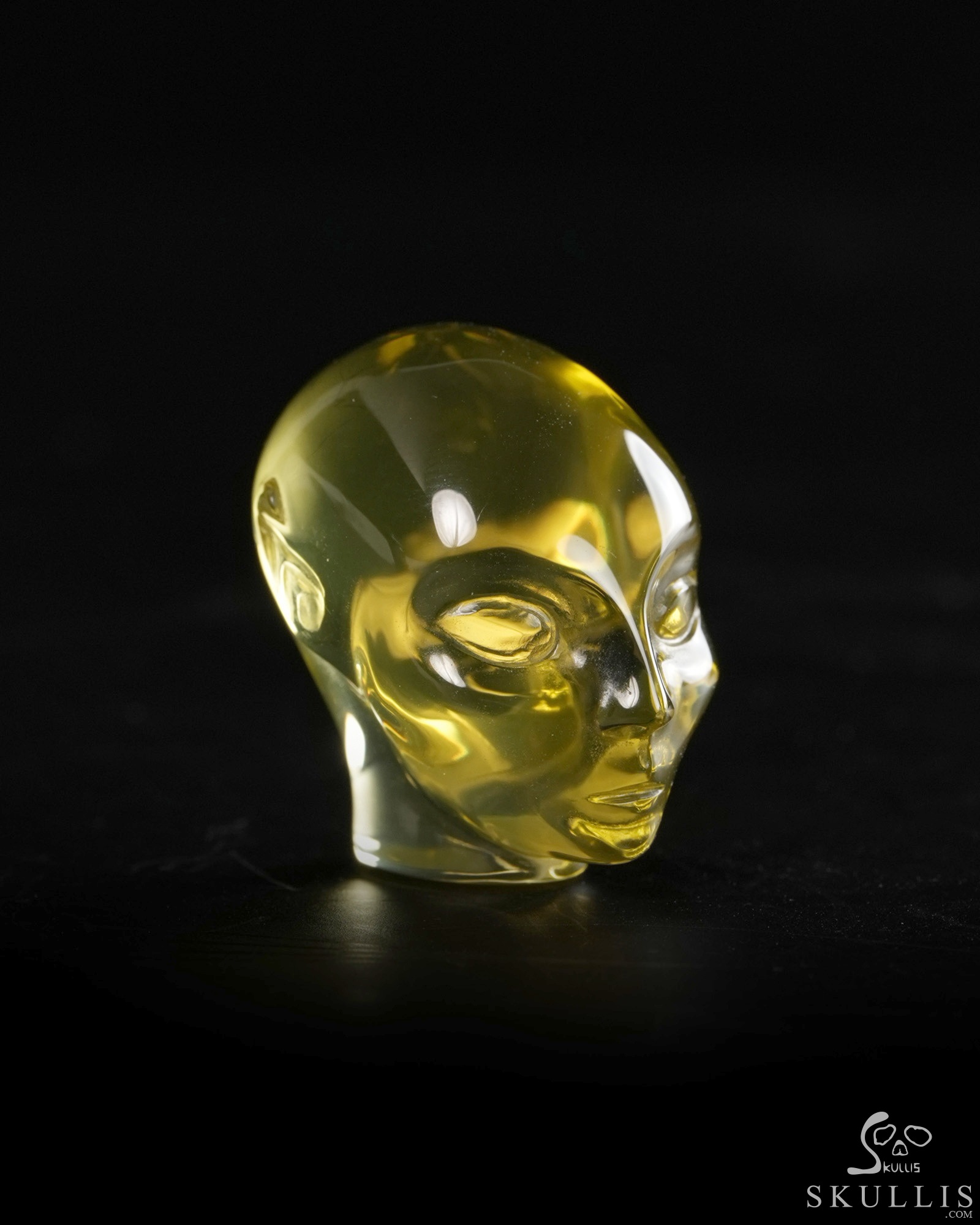 Gemstone 1.0" Citrine Hand Carved Fairy Elf Alien Crystal Skull Companion Sculpture, Crystal Healing Gemstone 1.0" Citrine Hand Carved Fairy Elf Alien Crystal Skull Companion Sculpture, Crystal Healing