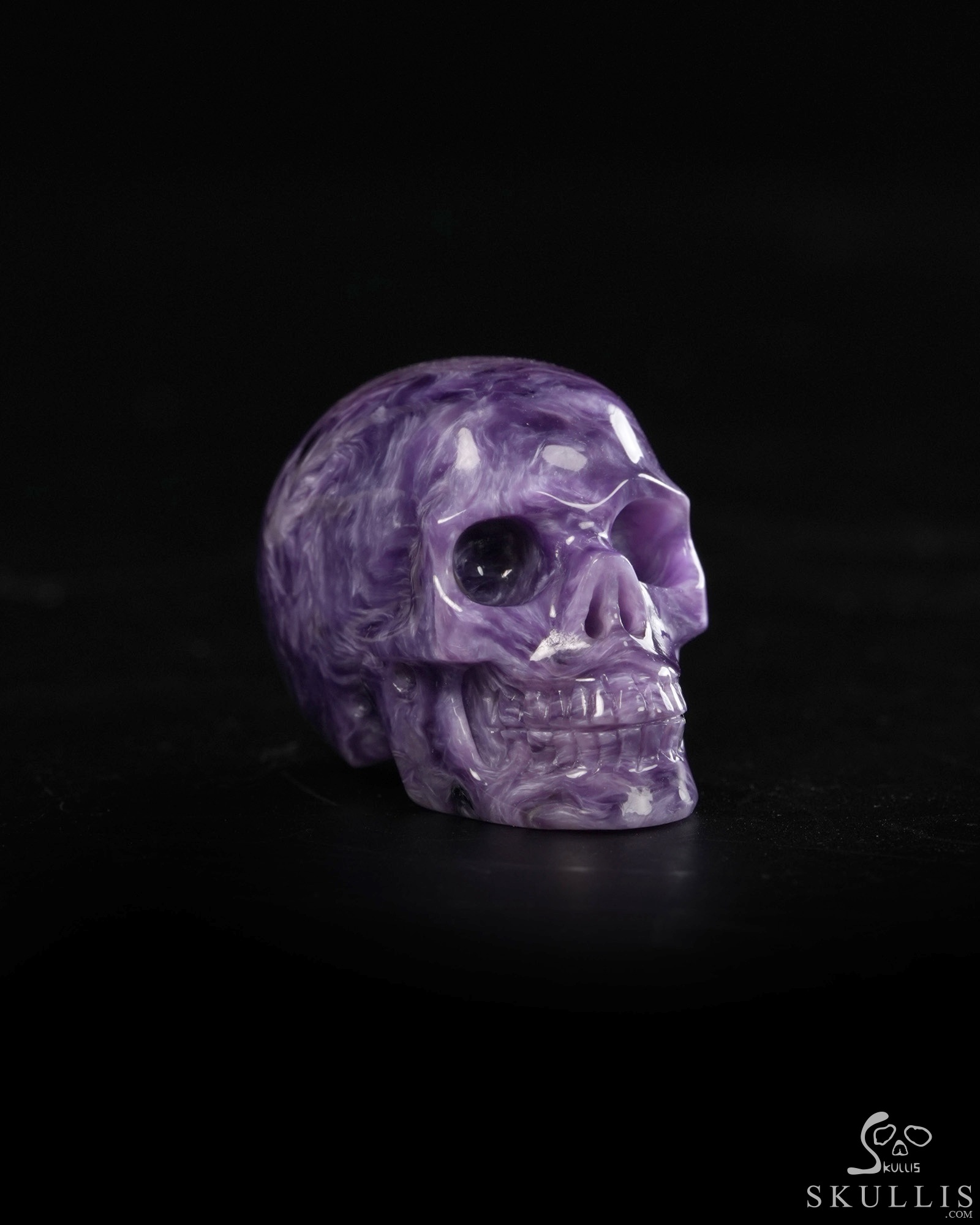 Gemstone 1.2" Russian Charoite Hand Carved Crystal Skull, Crystal Healing Gemstone 1.2" Russian Charoite Hand Carved Crystal Skull, Crystal Healing