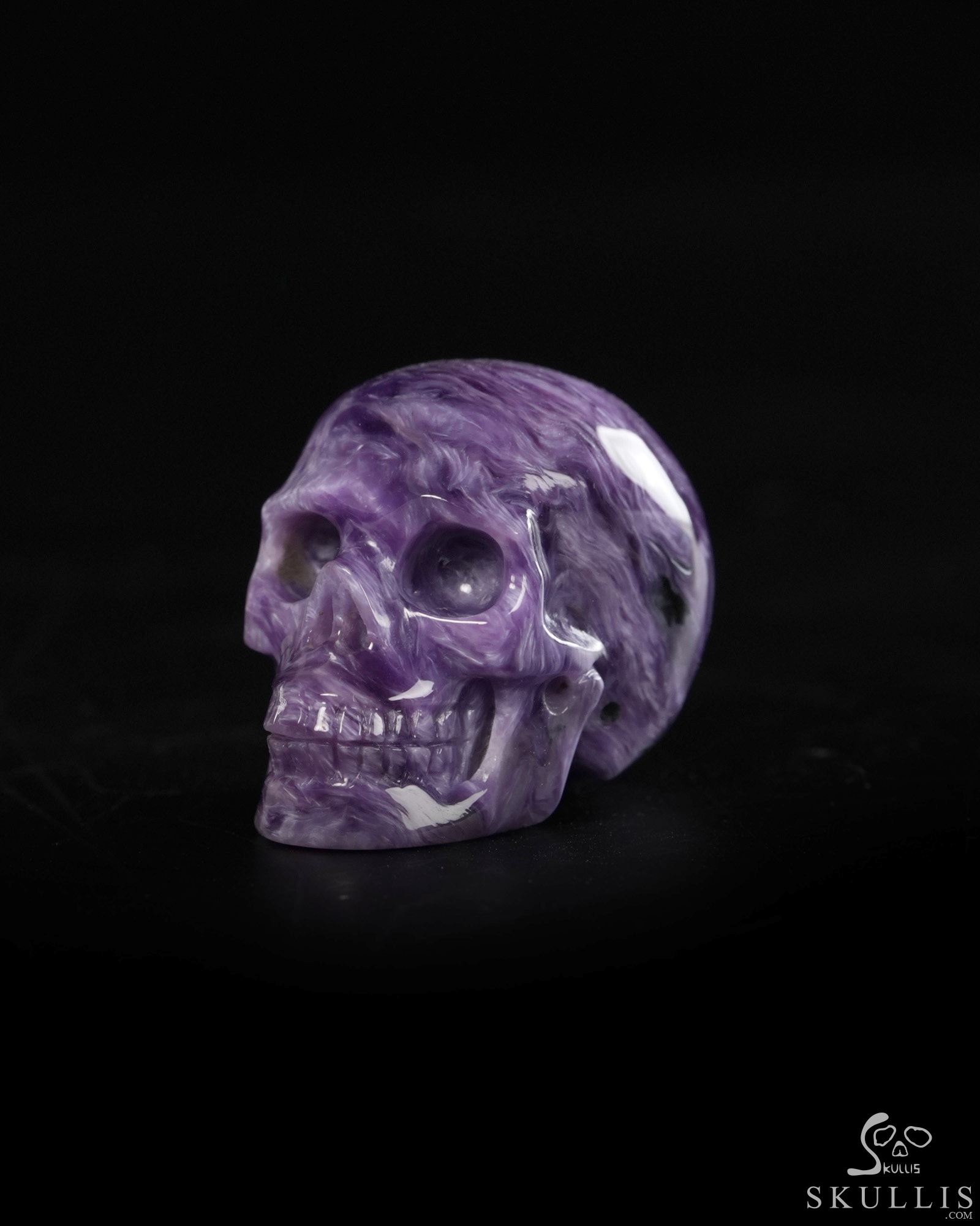 Gemstone 1.2" Russian Charoite Hand Carved Crystal Skull, Crystal Healing Gemstone 1.2" Russian Charoite Hand Carved Crystal Skull, Crystal Healing