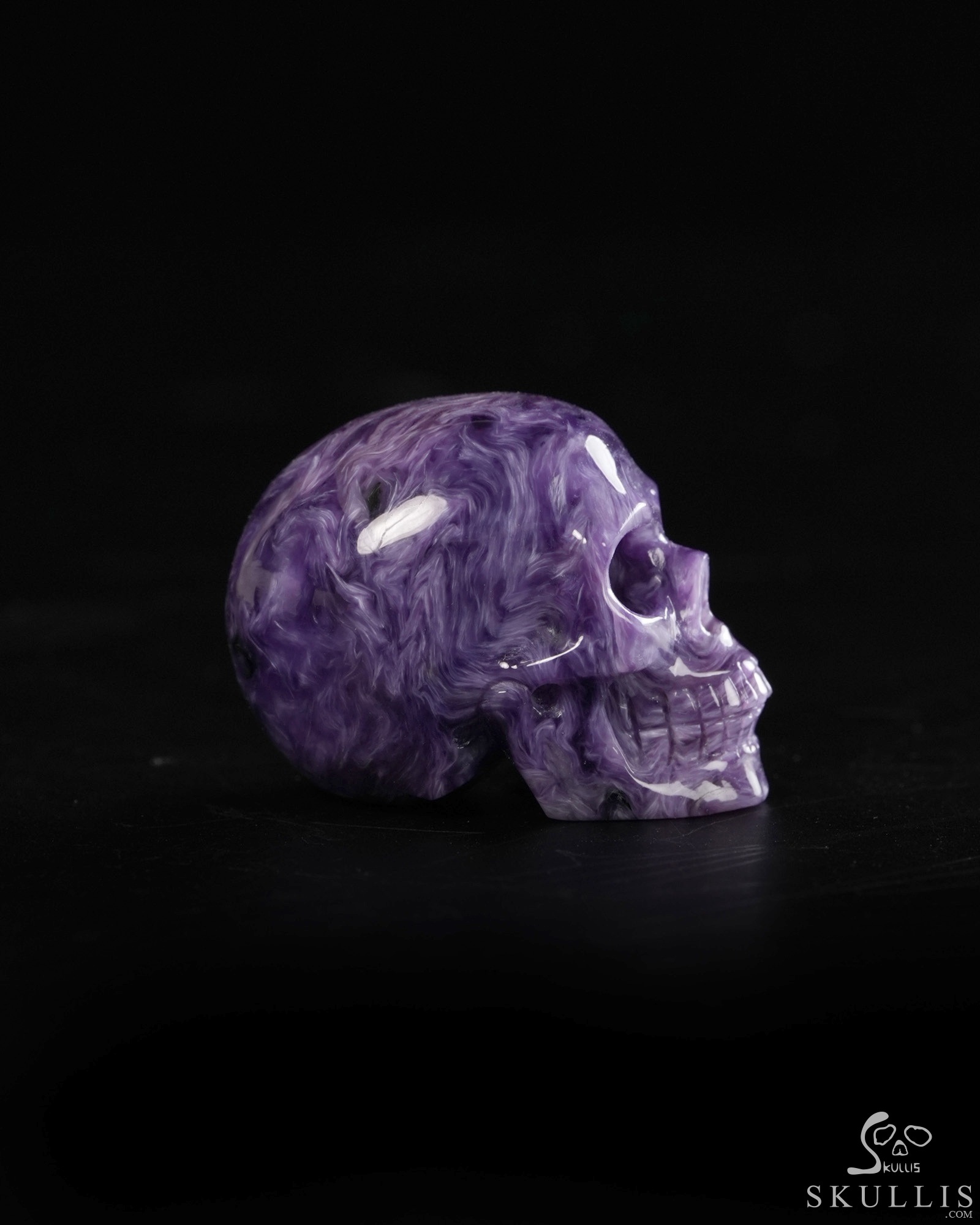 Gemstone 1.2" Russian Charoite Hand Carved Crystal Skull, Crystal Healing Gemstone 1.2" Russian Charoite Hand Carved Crystal Skull, Crystal Healing