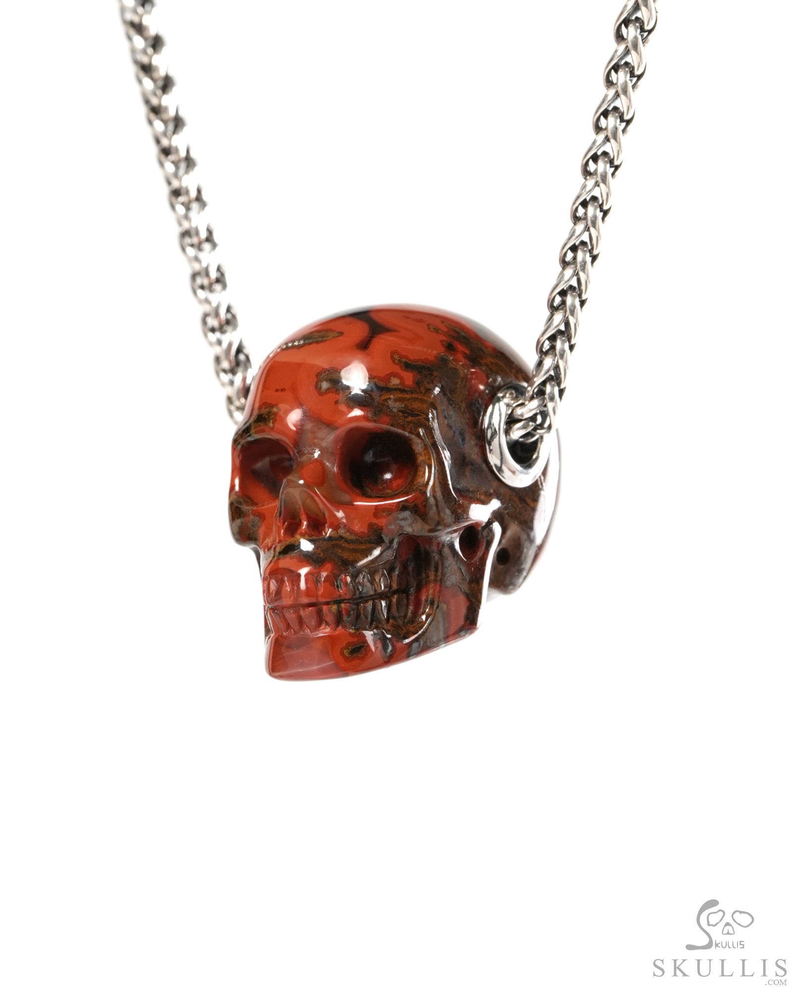 Skullis Signature 1.2" Red Desert Agate Hand Carved Crystal Skull Pendant, Crystal Healing Skull Jewelry, for Women & Men Skullis Signature 1.2" Red Desert Agate Hand Carved Crystal Skull Pendant, Crystal Healing Skull Jewelry, for Women & Men