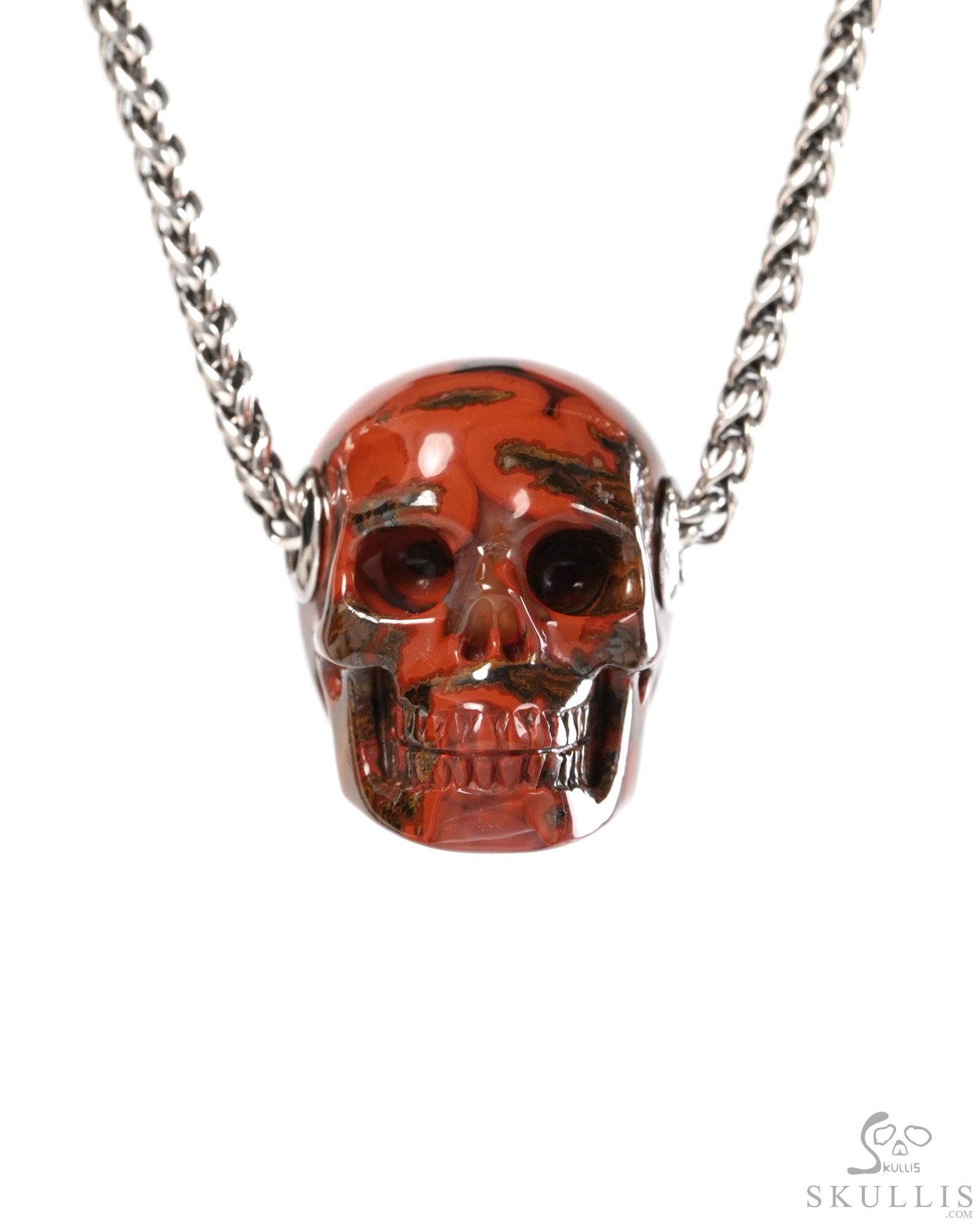 Skullis Signature 1.2" Red Desert Agate Hand Carved Crystal Skull Pendant, Crystal Healing Skull Jewelry, for Women & Men Skullis Signature 1.2" Red Desert Agate Hand Carved Crystal Skull Pendant, Crystal Healing Skull Jewelry, for Women & Men
