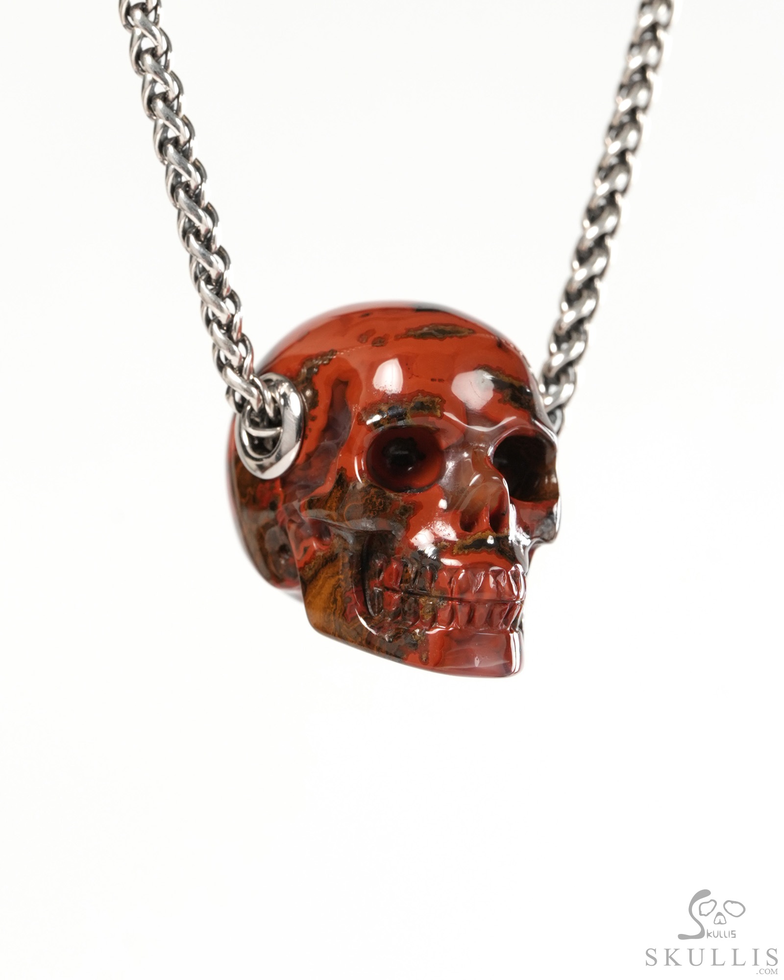 Skullis Signature 1.2" Red Desert Agate Hand Carved Crystal Skull Pendant, Crystal Healing Skull Jewelry, for Women & Men Skullis Signature 1.2" Red Desert Agate Hand Carved Crystal Skull Pendant, Crystal Healing Skull Jewelry, for Women & Men