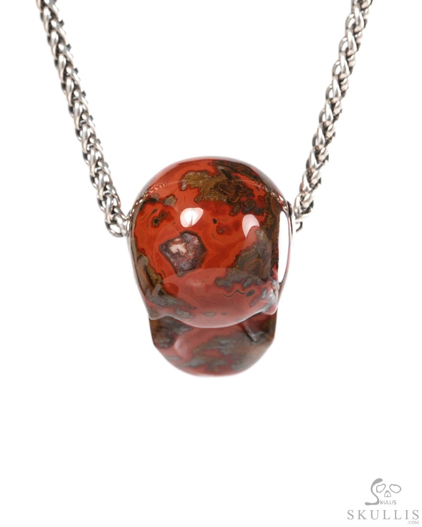 Skullis Signature 1.2" Red Desert Agate Hand Carved Crystal Skull Pendant, Crystal Healing Skull Jewelry, for Women & Men Skullis Signature 1.2" Red Desert Agate Hand Carved Crystal Skull Pendant, Crystal Healing Skull Jewelry, for Women & Men