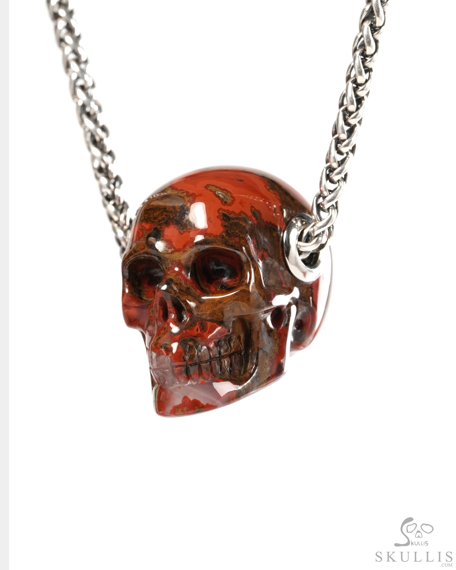 Skullis Signature 1.2" Red Desert Agate Hand Carved Crystal Skull Pendant, Crystal Healing Skull Jewelry, for Women & Men Skullis Signature 1.2" Red Desert Agate Hand Carved Crystal Skull Pendant, Crystal Healing Skull Jewelry, for Women & Men