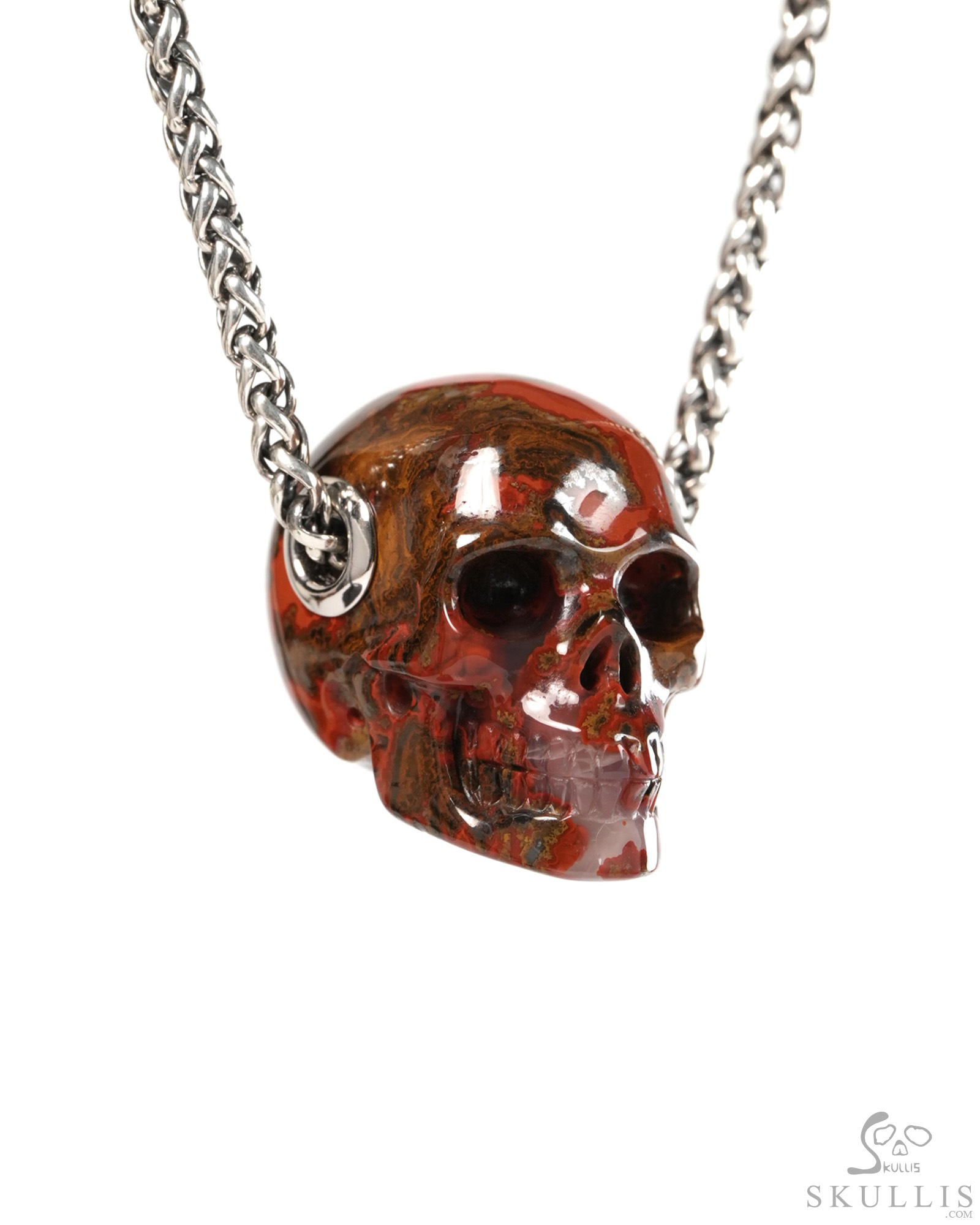 Skullis Signature 1.2" Red Desert Agate Hand Carved Crystal Skull Pendant, Crystal Healing Skull Jewelry, for Women & Men Skullis Signature 1.2" Red Desert Agate Hand Carved Crystal Skull Pendant, Crystal Healing Skull Jewelry, for Women & Men