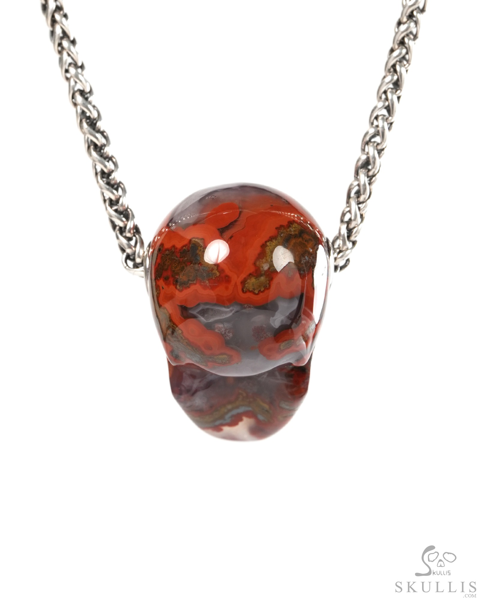 Skullis Signature 1.2" Red Desert Agate Hand Carved Crystal Skull Pendant, Crystal Healing Skull Jewelry, for Women & Men Skullis Signature 1.2" Red Desert Agate Hand Carved Crystal Skull Pendant, Crystal Healing Skull Jewelry, for Women & Men