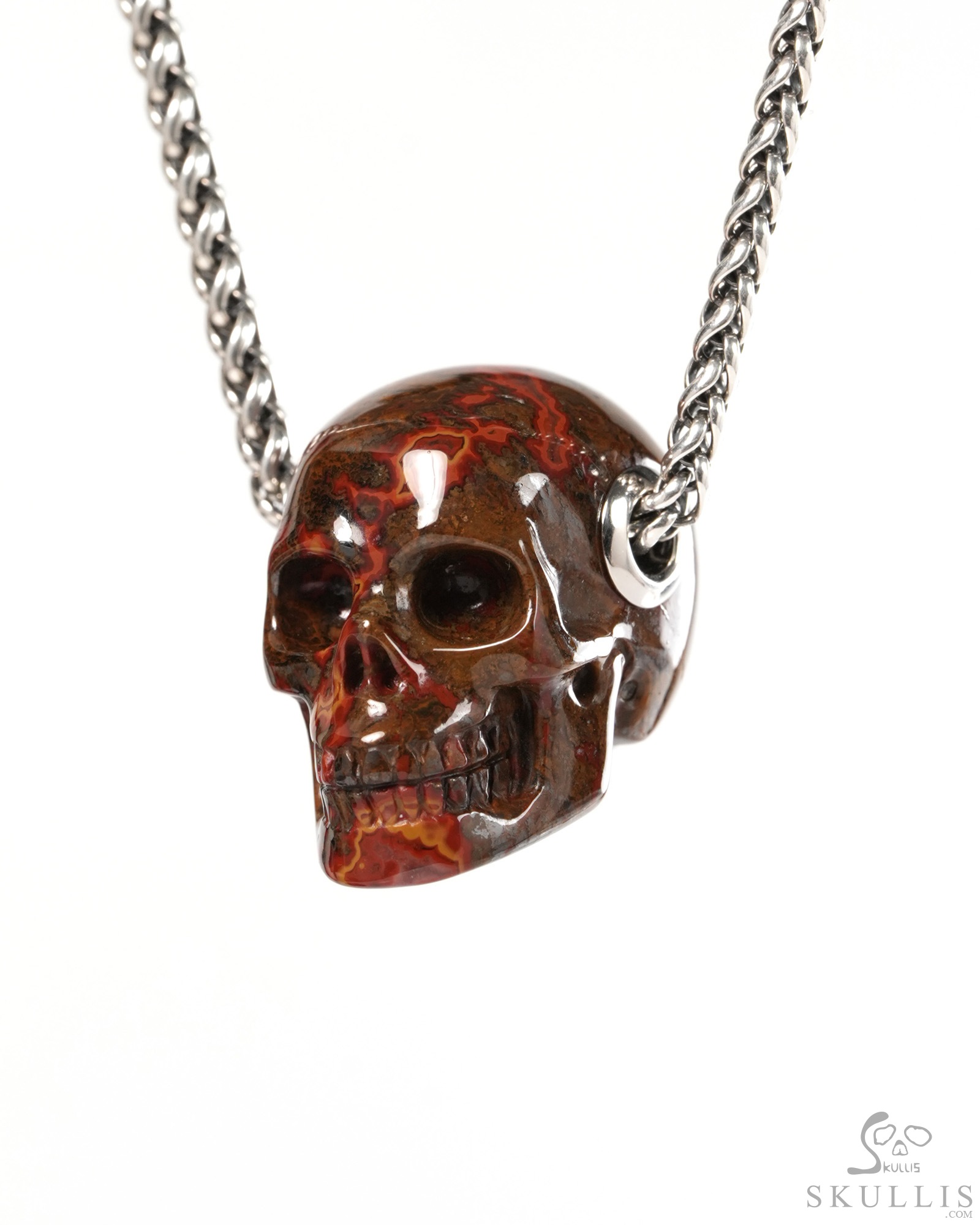 Skullis Signature 1.2" Red Desert Agate Hand Carved Crystal Skull Pendant, Crystal Healing Skull Jewelry, for Women & Men Skullis Signature 1.2" Red Desert Agate Hand Carved Crystal Skull Pendant, Crystal Healing Skull Jewelry, for Women & Men