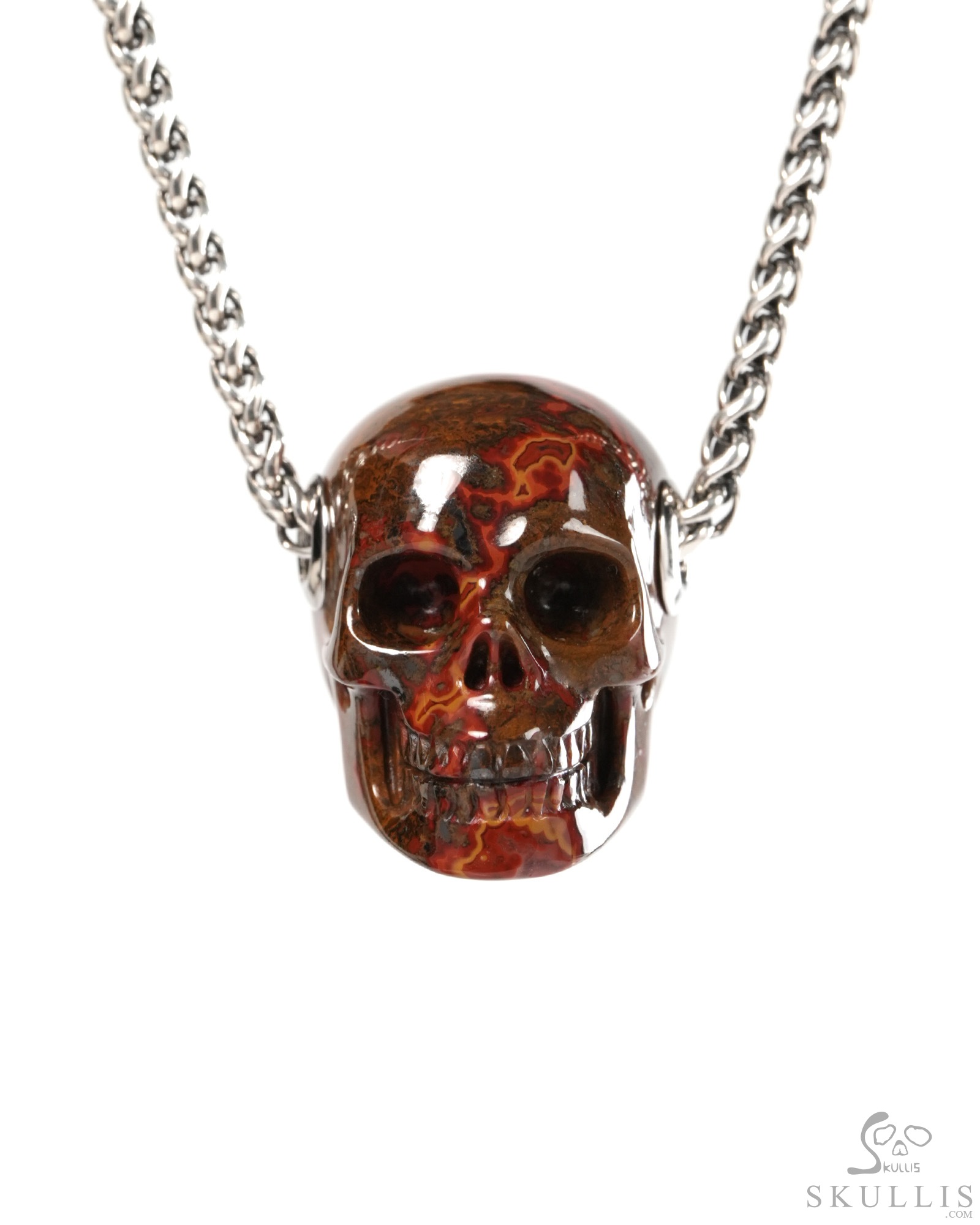 Skullis Signature 1.2" Red Desert Agate Hand Carved Crystal Skull Pendant, Crystal Healing Skull Jewelry, for Women & Men Skullis Signature 1.2" Red Desert Agate Hand Carved Crystal Skull Pendant, Crystal Healing Skull Jewelry, for Women & Men