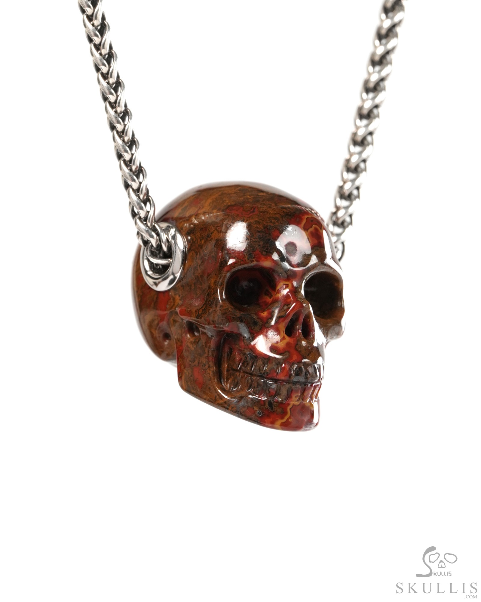 Skullis Signature 1.2" Red Desert Agate Hand Carved Crystal Skull Pendant, Crystal Healing Skull Jewelry, for Women & Men Skullis Signature 1.2" Red Desert Agate Hand Carved Crystal Skull Pendant, Crystal Healing Skull Jewelry, for Women & Men
