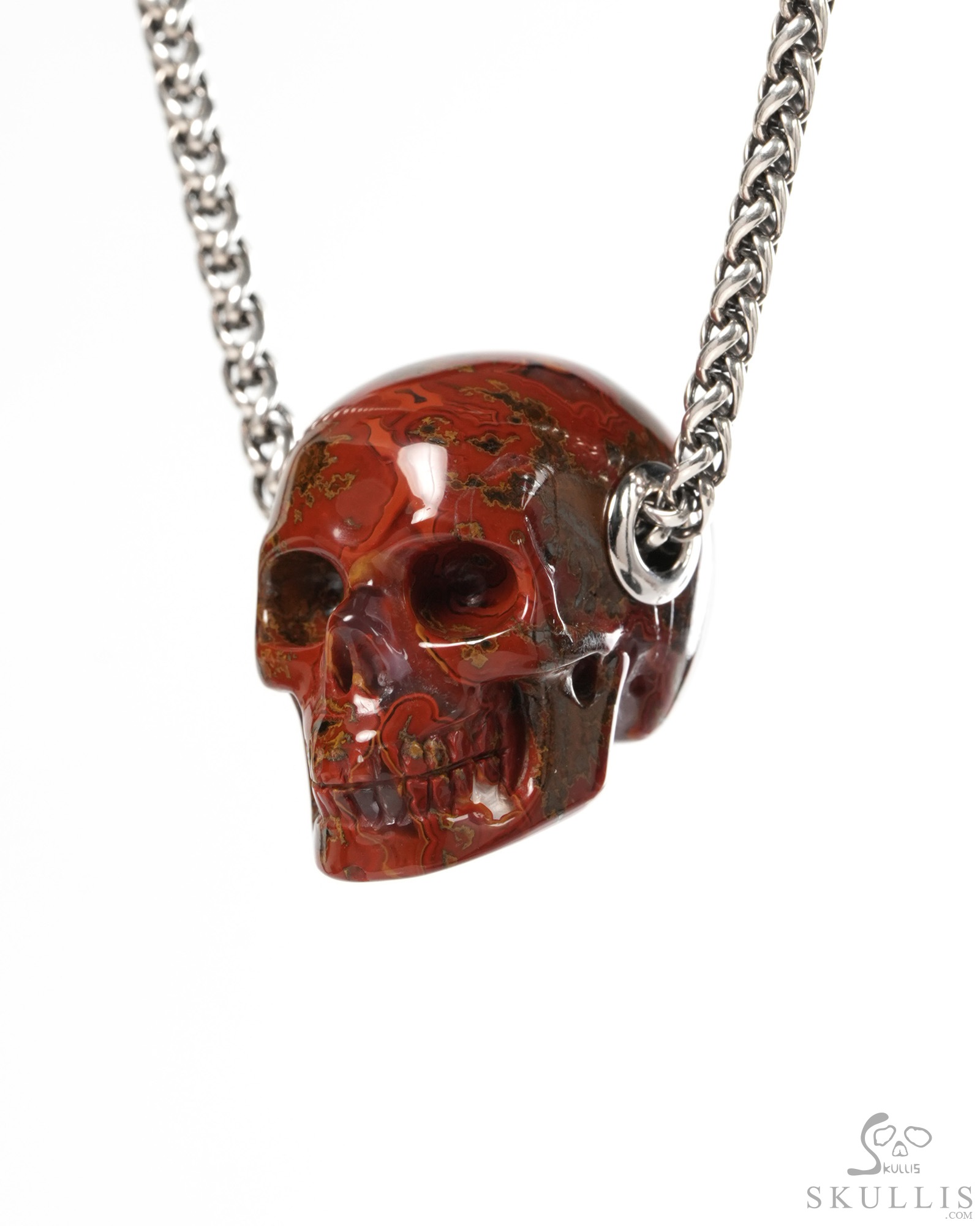 Skullis Signature 1.2" Red Desert Agate Hand Carved Crystal Skull Pendant, Crystal Healing Skull Jewelry, for Women & Men Skullis Signature 1.2" Red Desert Agate Hand Carved Crystal Skull Pendant, Crystal Healing Skull Jewelry, for Women & Men