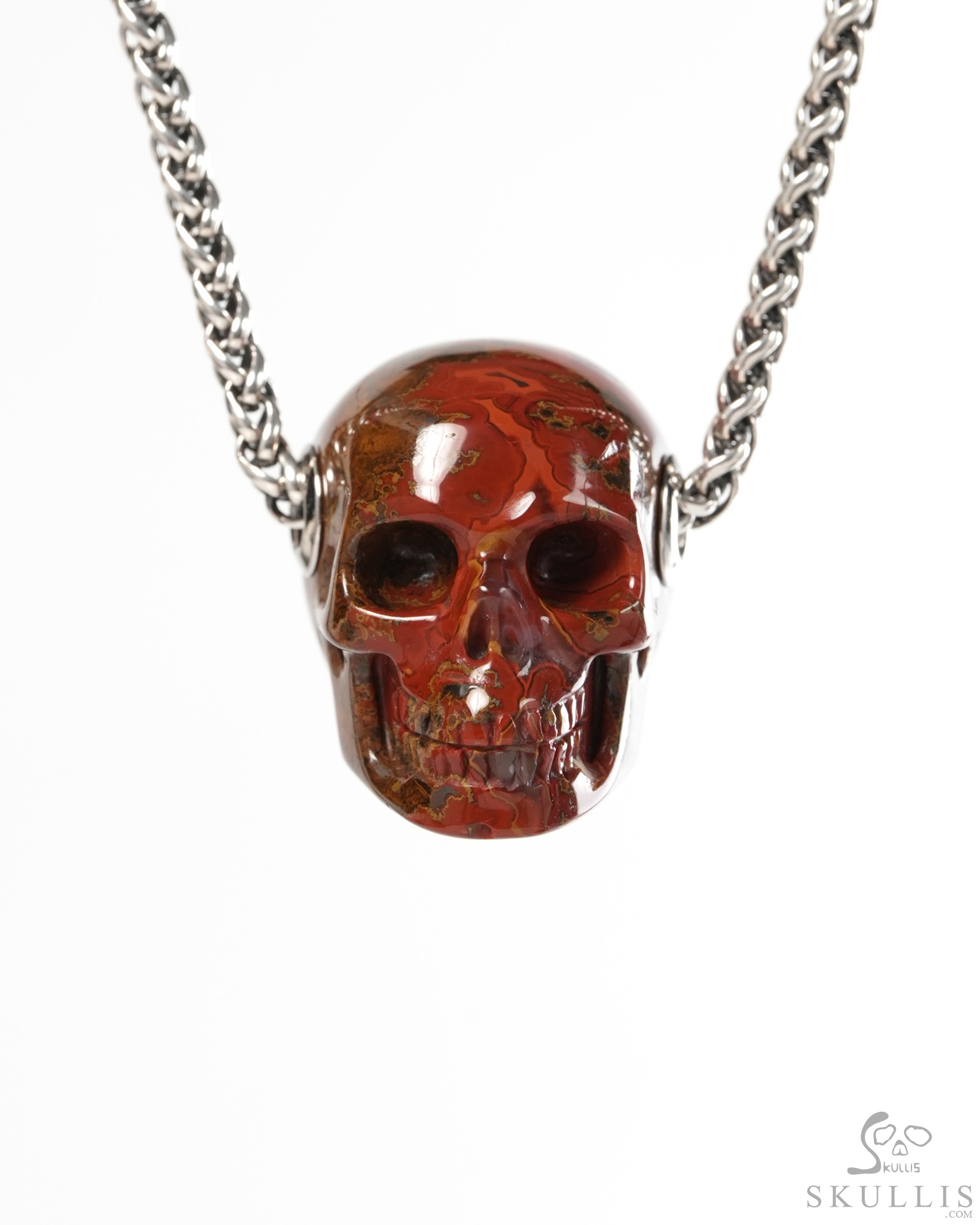 Skullis Signature 1.2" Red Desert Agate Hand Carved Crystal Skull Pendant, Crystal Healing Skull Jewelry, for Women & Men Skullis Signature 1.2" Red Desert Agate Hand Carved Crystal Skull Pendant, Crystal Healing Skull Jewelry, for Women & Men