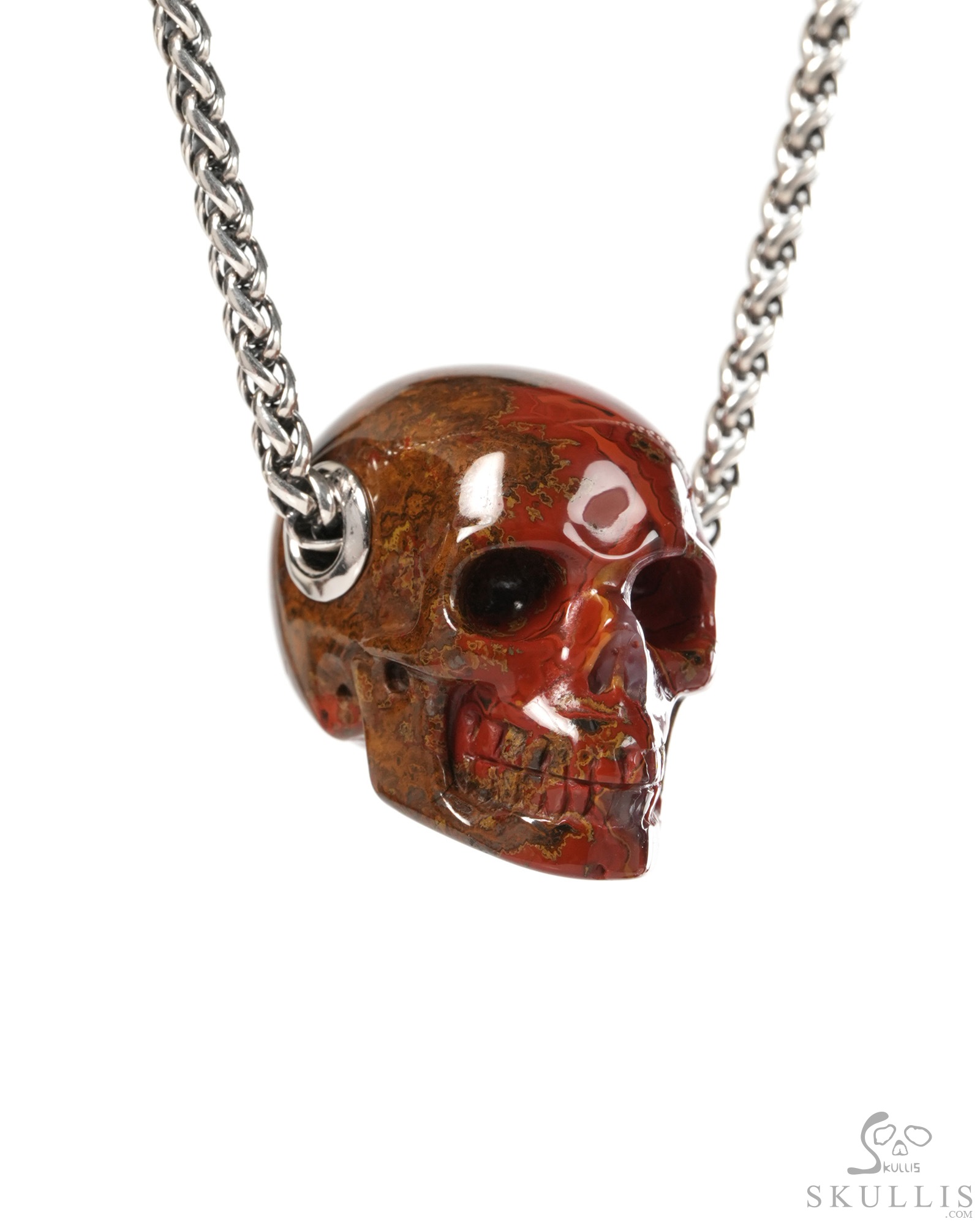 Skullis Signature 1.2" Red Desert Agate Hand Carved Crystal Skull Pendant, Crystal Healing Skull Jewelry, for Women & Men Skullis Signature 1.2" Red Desert Agate Hand Carved Crystal Skull Pendant, Crystal Healing Skull Jewelry, for Women & Men