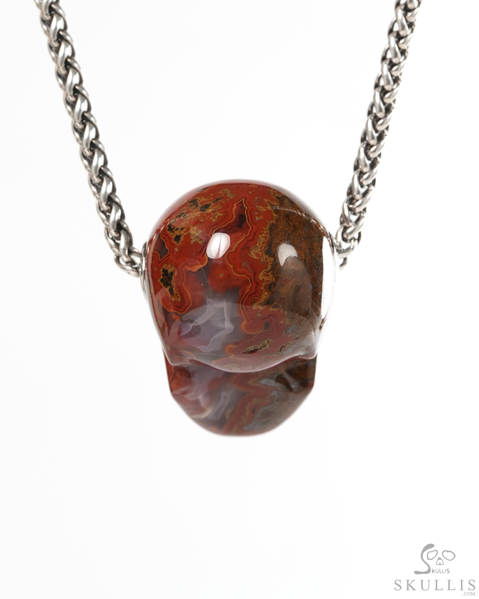 Skullis Signature 1.2" Red Desert Agate Hand Carved Crystal Skull Pendant, Crystal Healing Skull Jewelry, for Women & Men Skullis Signature 1.2" Red Desert Agate Hand Carved Crystal Skull Pendant, Crystal Healing Skull Jewelry, for Women & Men