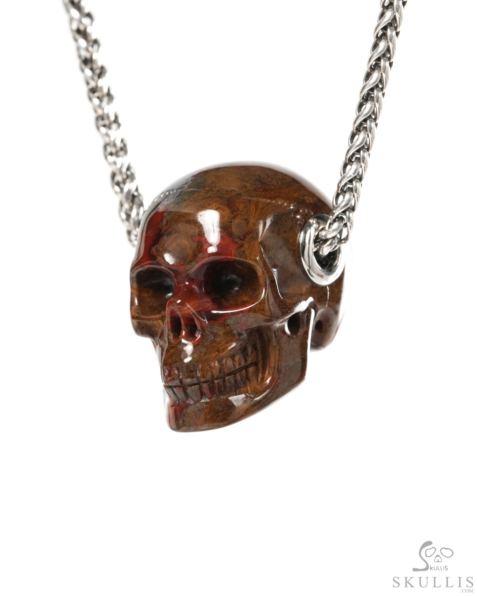 Skullis Signature 1.2" Red Desert Agate Hand Carved Crystal Skull Pendant, Crystal Healing Skull Jewelry, for Women & Men Skullis Signature 1.2" Red Desert Agate Hand Carved Crystal Skull Pendant, Crystal Healing Skull Jewelry, for Women & Men