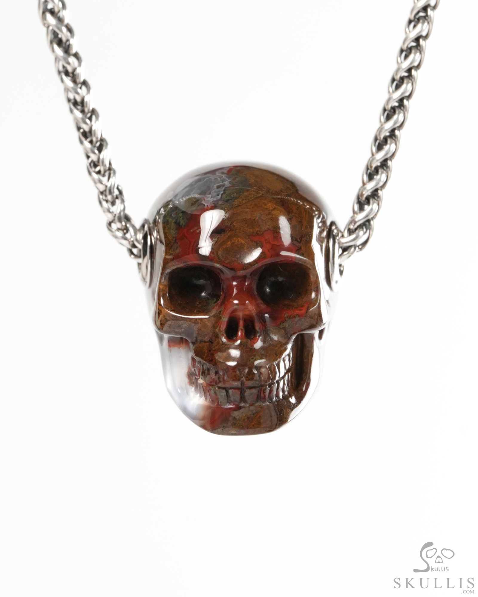 Skullis Signature 1.2" Red Desert Agate Hand Carved Crystal Skull Pendant, Crystal Healing Skull Jewelry, for Women & Men Skullis Signature 1.2" Red Desert Agate Hand Carved Crystal Skull Pendant, Crystal Healing Skull Jewelry, for Women & Men