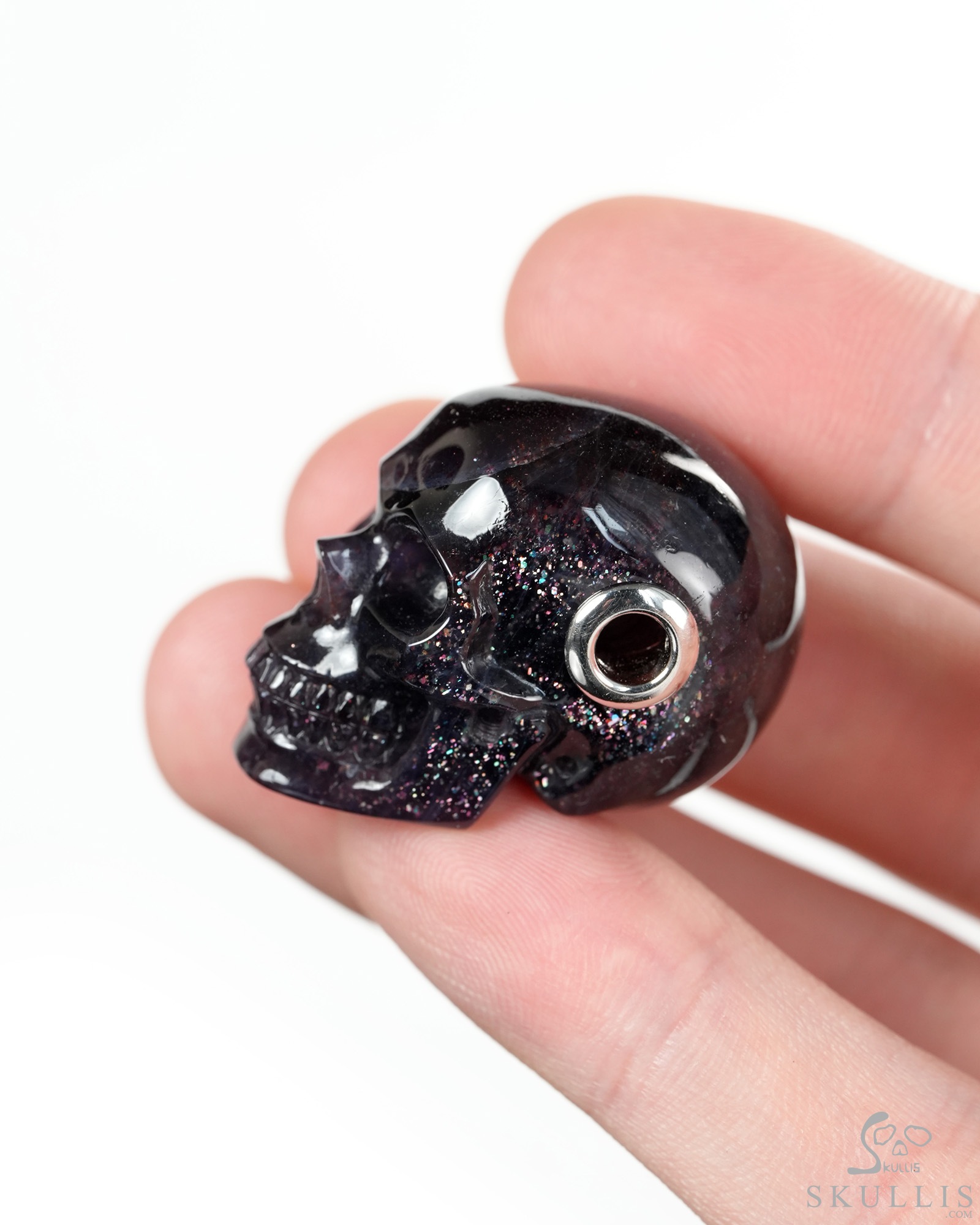 Skullis Signature 1.2" Iolite Hand Carved Crystal Skull Pendant, Crystal Healing Skull Jewelry, for Women & Men Skullis Signature 1.2" Iolite Hand Carved Crystal Skull Pendant, Crystal Healing Skull Jewelry, for Women & Men