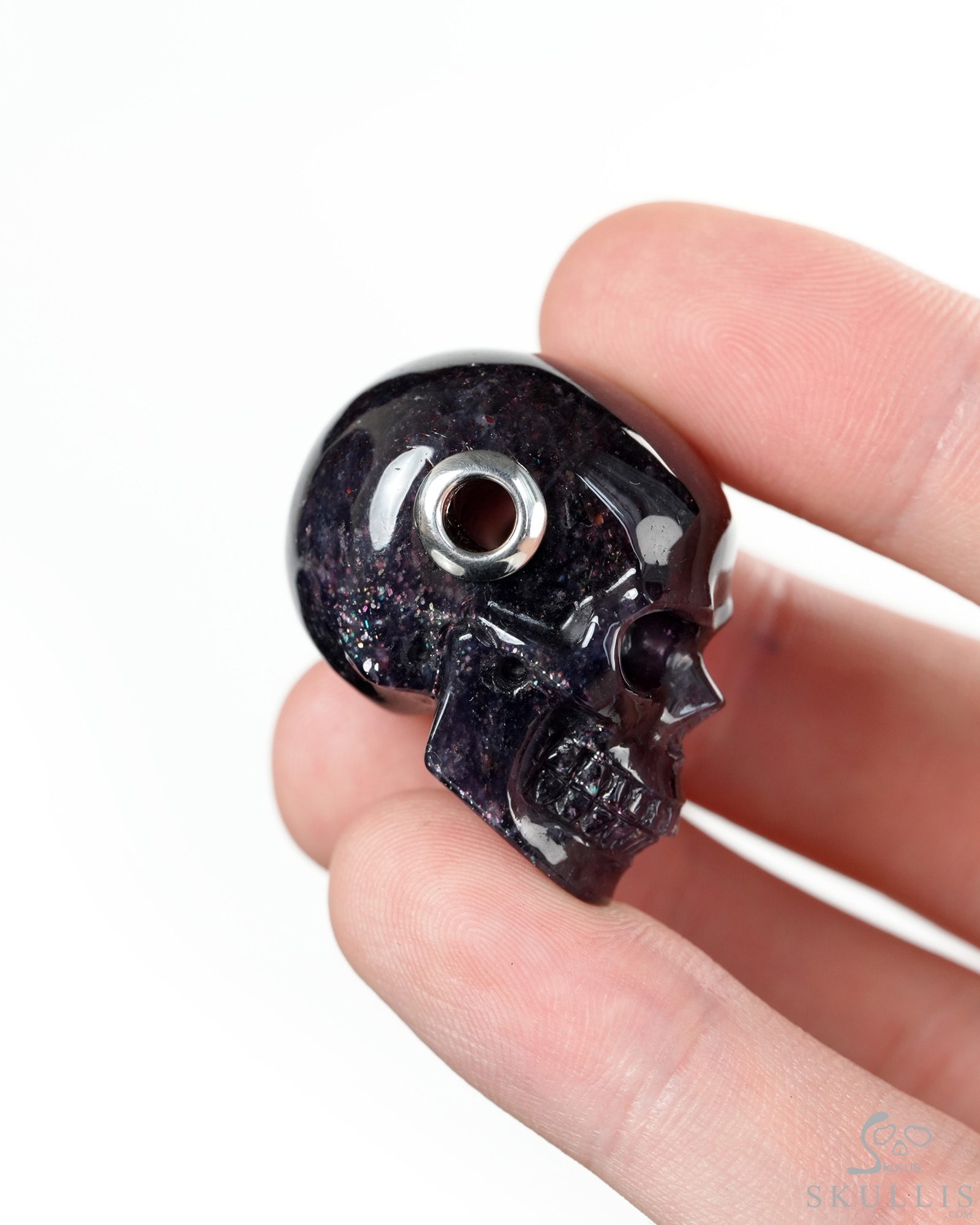 Skullis Signature 1.2" Iolite Hand Carved Crystal Skull Pendant, Crystal Healing Skull Jewelry, for Women & Men Skullis Signature 1.2" Iolite Hand Carved Crystal Skull Pendant, Crystal Healing Skull Jewelry, for Women & Men