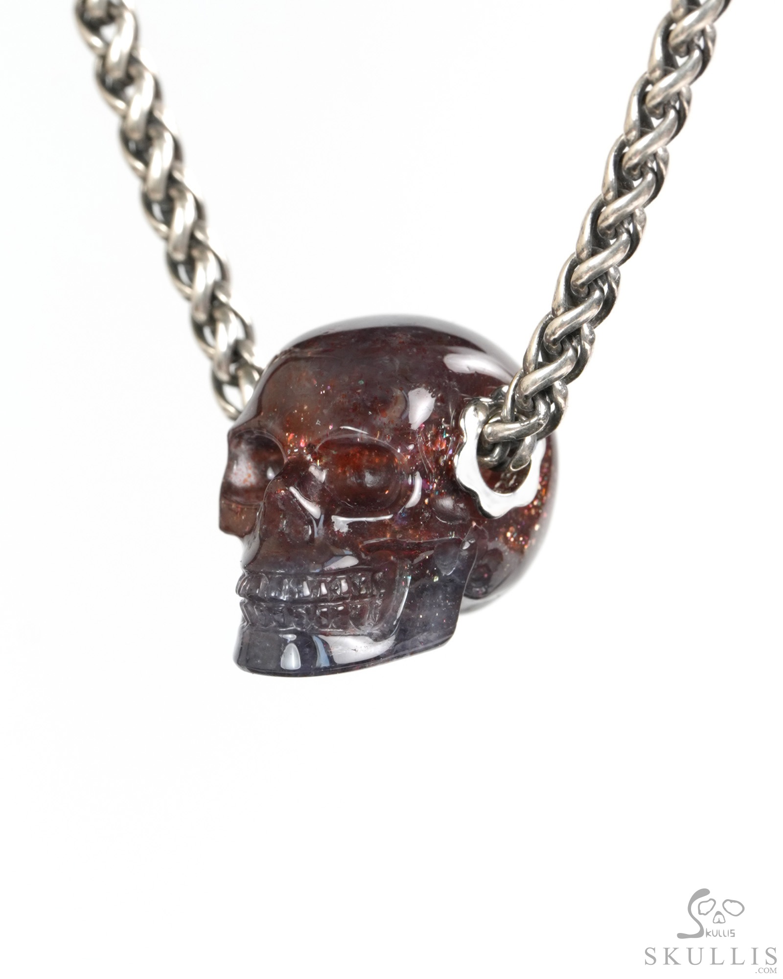 Skullis Signature 0.7" Iolite Hand Carved Crystal Skull Pendant, Crystal Healing Skull Jewelry, for Women & Men Skullis Signature 0.7" Iolite Hand Carved Crystal Skull Pendant, Crystal Healing Skull Jewelry, for Women & Men
