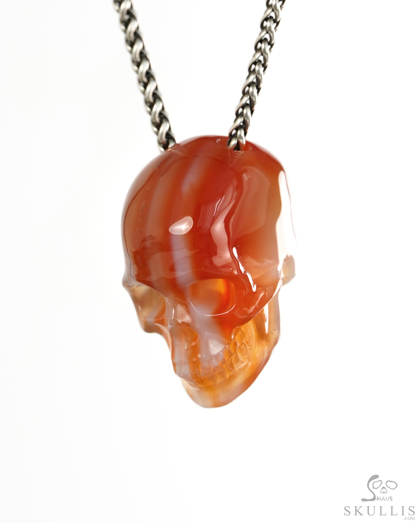 Hollow Essence - 1.4" Agate Hand Carved Crystal Skull Pendant, Crystal Healing Skull Jewelry, for Women & Men Hollow Essence - 1.4" Agate Hand Carved Crystal Skull Pendant, Crystal Healing Skull Jewelry, for Women & Men