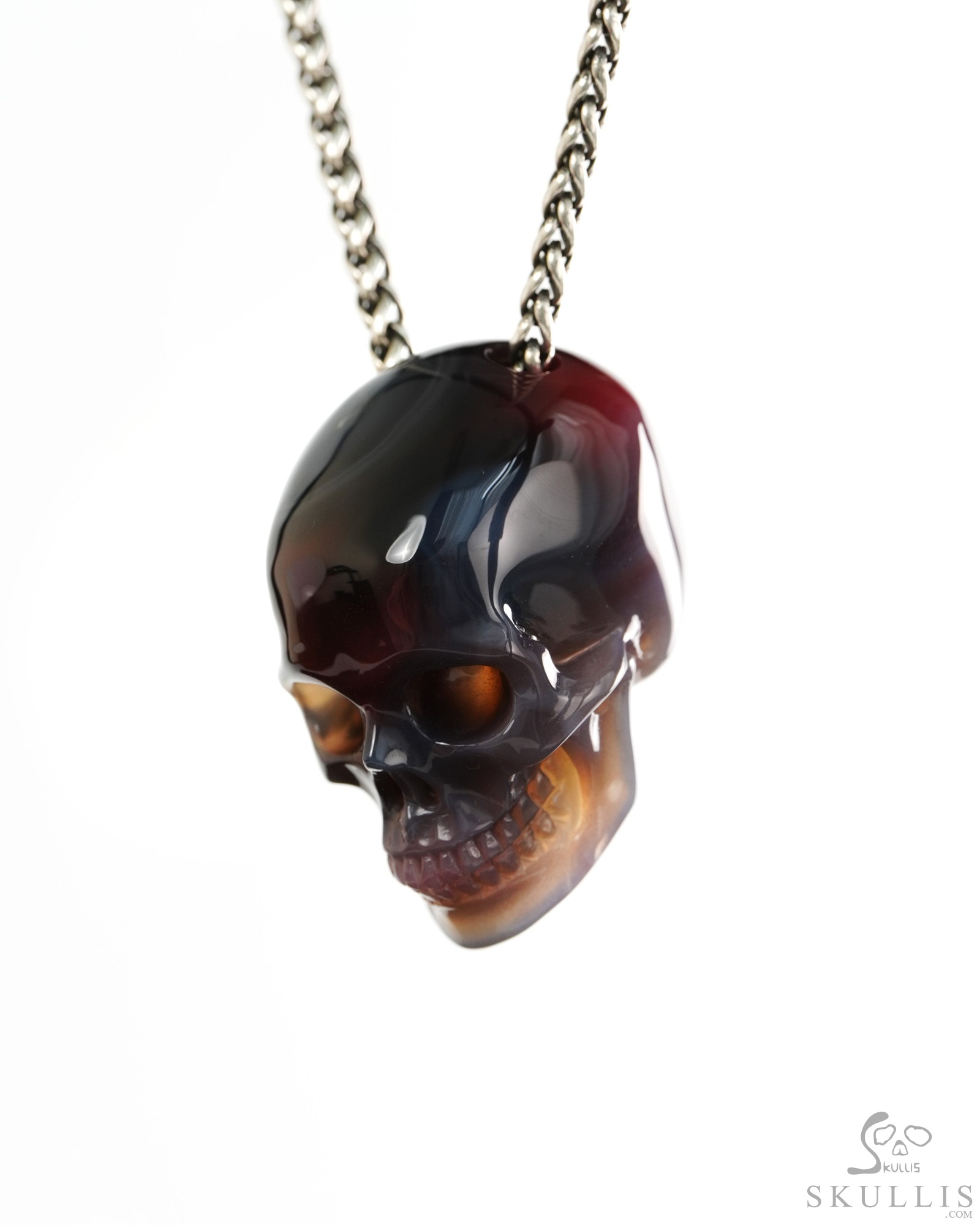 Hollow Essence - 1.4" Agate Hand Carved Crystal Skull Pendant, Crystal Healing Skull Jewelry, for Women & Men Hollow Essence - 1.4" Agate Hand Carved Crystal Skull Pendant, Crystal Healing Skull Jewelry, for Women & Men