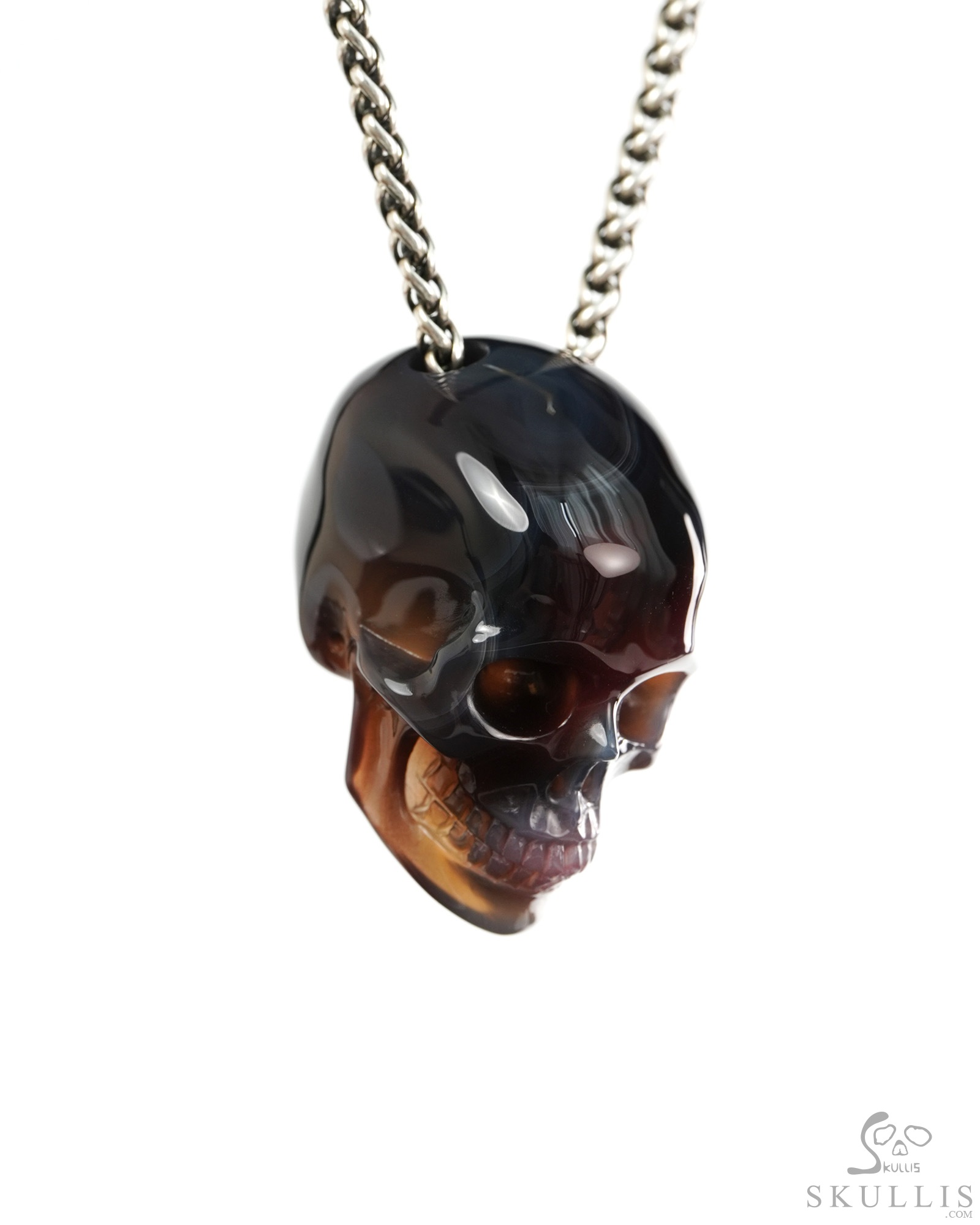 Hollow Essence - 1.4" Agate Hand Carved Crystal Skull Pendant, Crystal Healing Skull Jewelry, for Women & Men Hollow Essence - 1.4" Agate Hand Carved Crystal Skull Pendant, Crystal Healing Skull Jewelry, for Women & Men