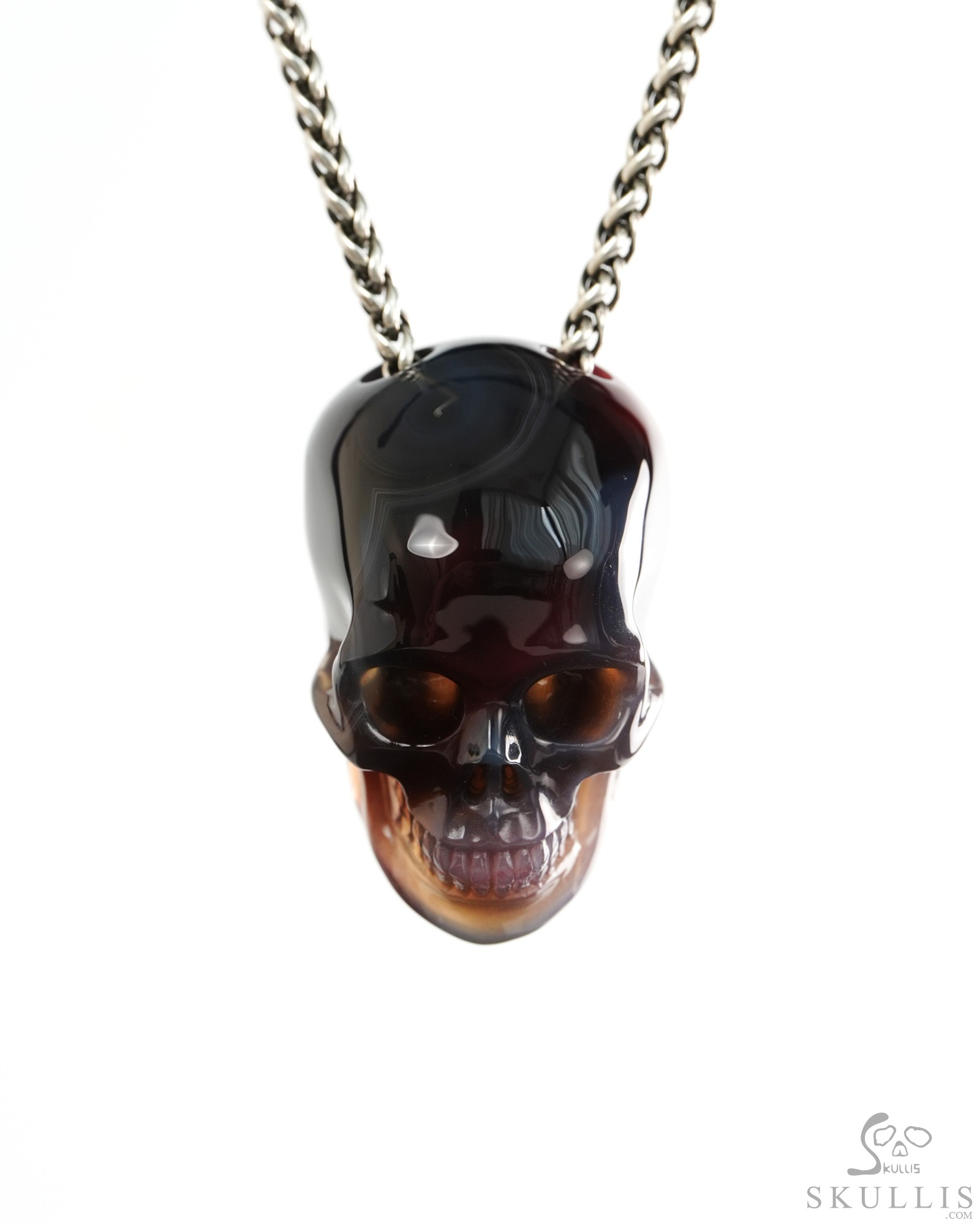 Hollow Essence - 1.4" Agate Hand Carved Crystal Skull Pendant, Crystal Healing Skull Jewelry, for Women & Men Hollow Essence - 1.4" Agate Hand Carved Crystal Skull Pendant, Crystal Healing Skull Jewelry, for Women & Men