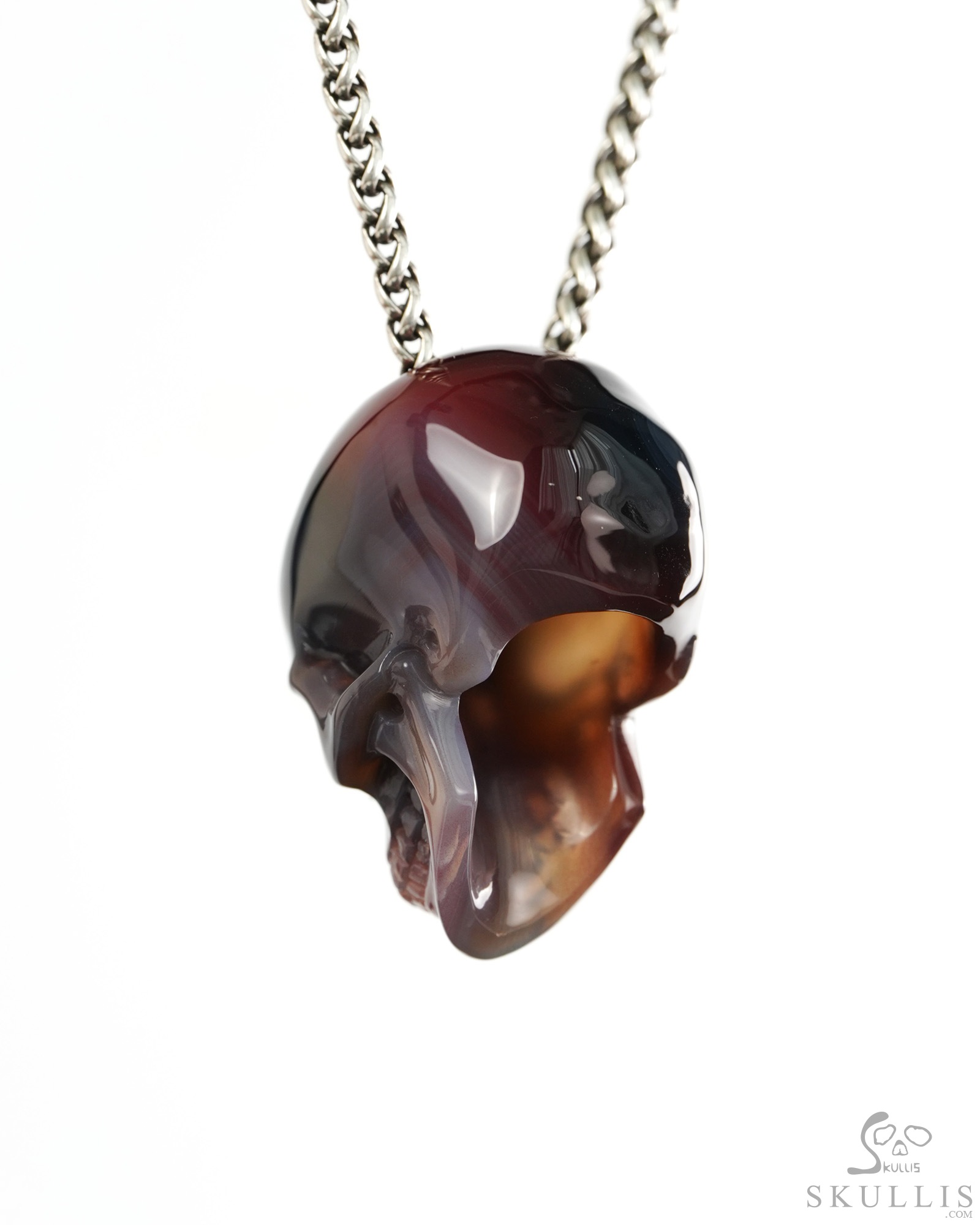 Hollow Essence - 1.4" Agate Hand Carved Crystal Skull Pendant, Crystal Healing Skull Jewelry, for Women & Men Hollow Essence - 1.4" Agate Hand Carved Crystal Skull Pendant, Crystal Healing Skull Jewelry, for Women & Men