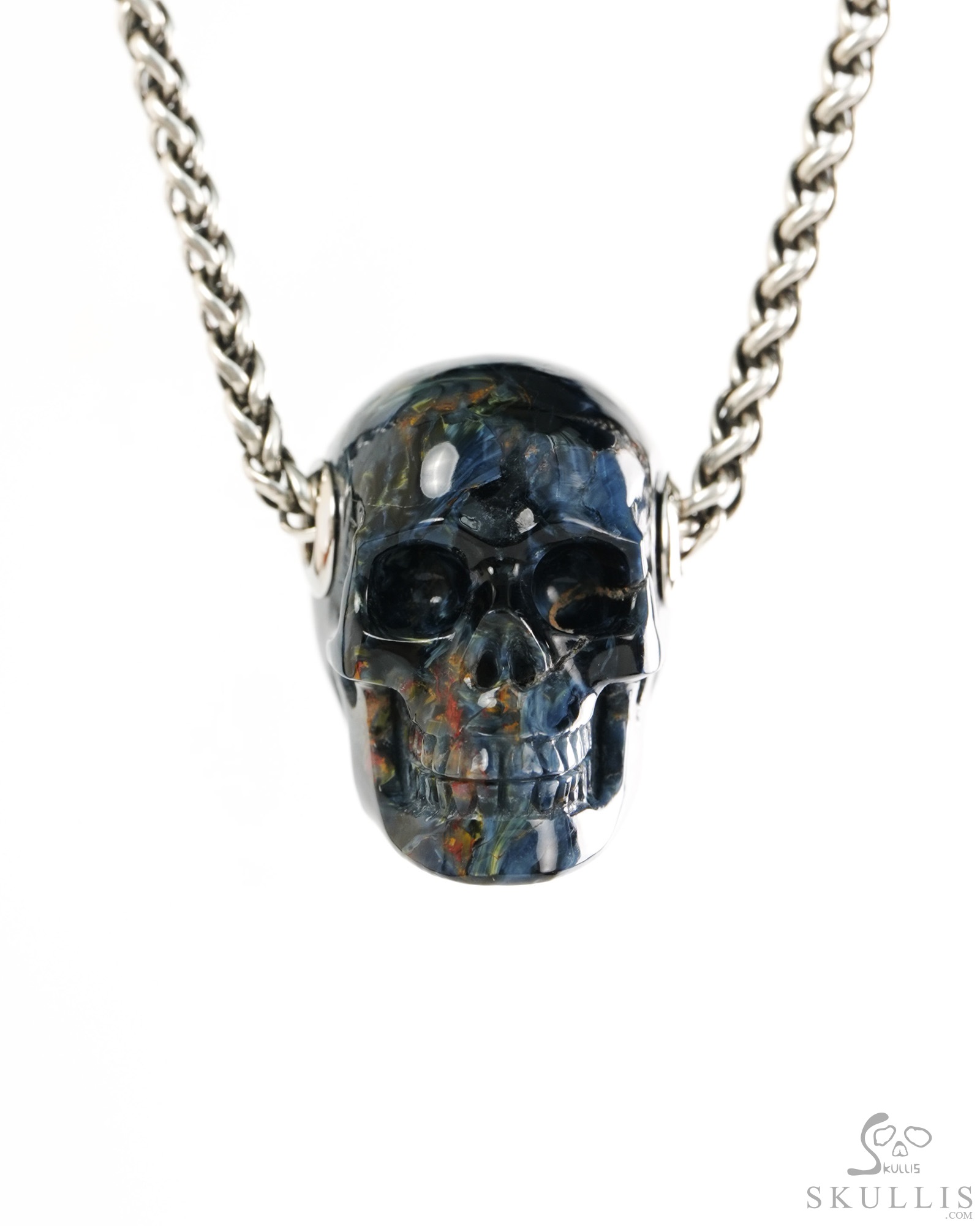 Skullis Signture 1.1" Pietersite Hand Carved Crystal Skull Pendant, Crystal Healing Skull Jewelry, for Women & Men Skullis Signture 1.1" Pietersite Hand Carved Crystal Skull Pendant, Crystal Healing Skull Jewelry, for Women & Men