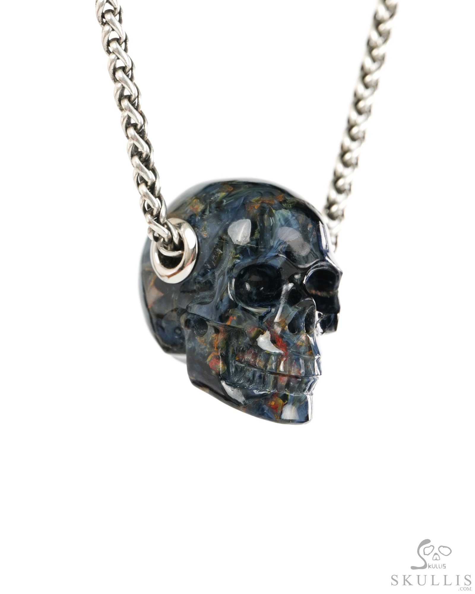 Skullis Signture 1.1" Pietersite Hand Carved Crystal Skull Pendant, Crystal Healing Skull Jewelry, for Women & Men Skullis Signture 1.1" Pietersite Hand Carved Crystal Skull Pendant, Crystal Healing Skull Jewelry, for Women & Men