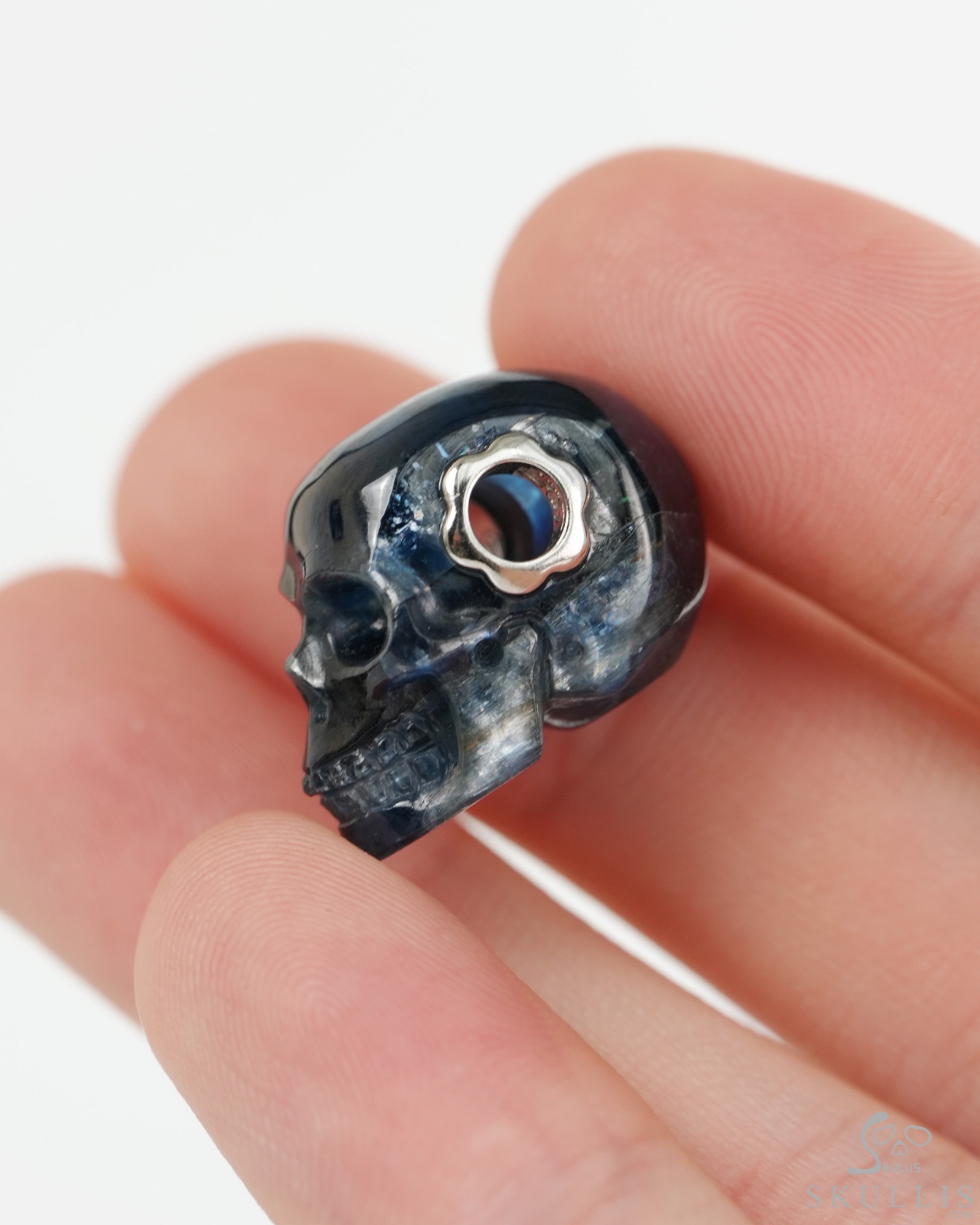 Skullis Signature 0.7" Kyanite Hand Carved Crystal Skull Pendant, Crystal Healing Skull Jewelry, for Women & Men Skullis Signature 0.7" Kyanite Hand Carved Crystal Skull Pendant, Crystal Healing Skull Jewelry, for Women & Men