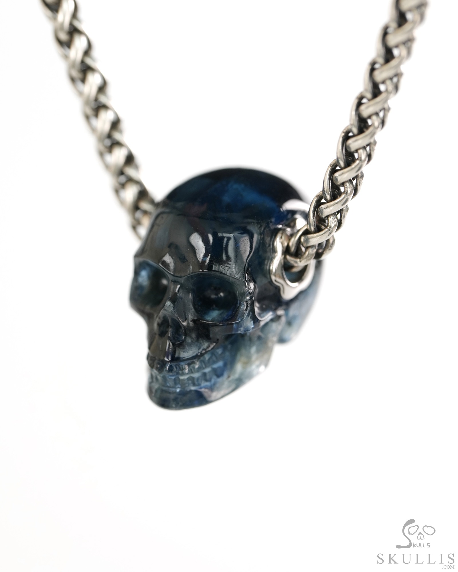 Skullis Signature 0.7" Kyanite Hand Carved Crystal Skull Pendant, Crystal Healing Skull Jewelry, for Women & Men Skullis Signature 0.7" Kyanite Hand Carved Crystal Skull Pendant, Crystal Healing Skull Jewelry, for Women & Men