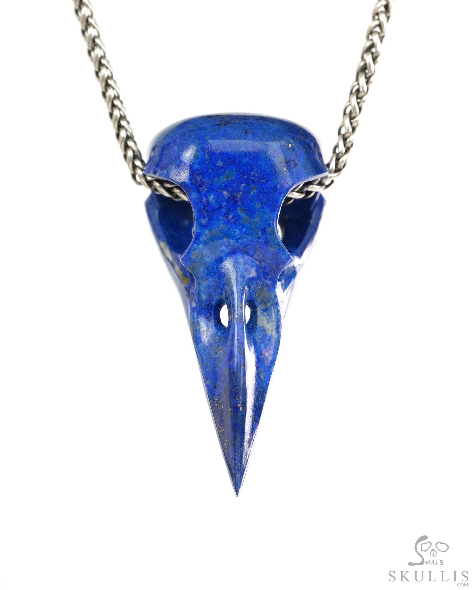 Night Pathfinder - 2.3" Lapis Lazuli Hand Carved Crystal Raven Skull Pendant, Crystal Healing Skull Jewelry, for Women & Men Night Pathfinder - 2.3" Lapis Lazuli Hand Carved Crystal Raven Skull Pendant, Crystal Healing Skull Jewelry, for Women & Men