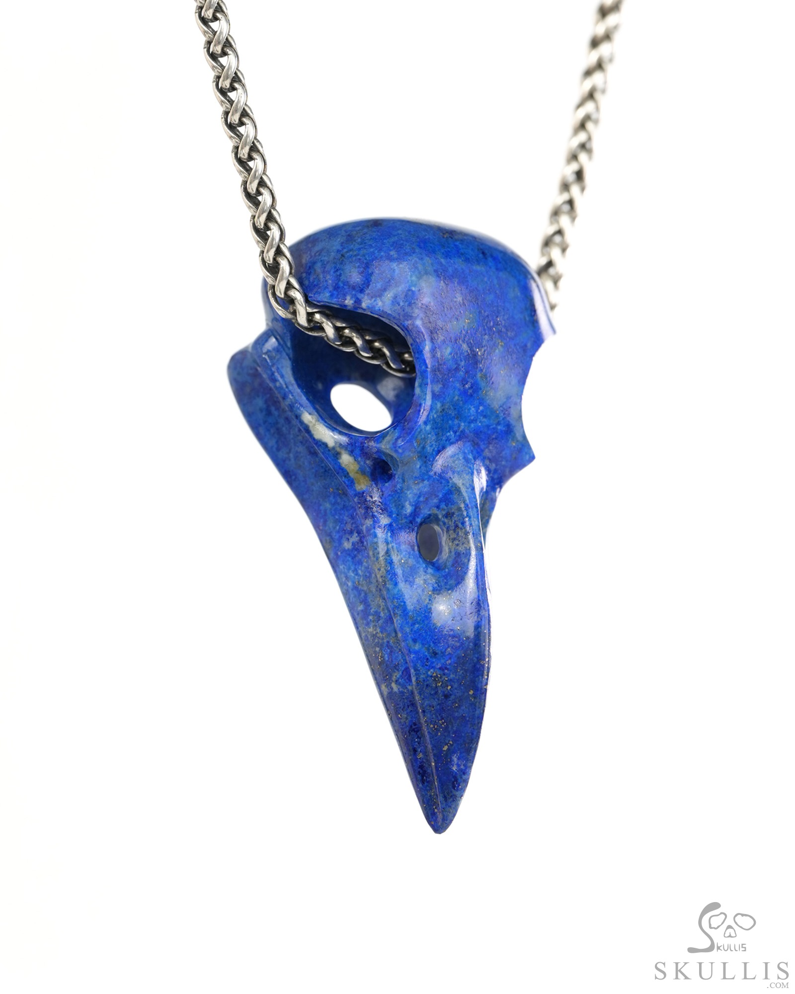 Night Pathfinder - 2.3" Lapis Lazuli Hand Carved Crystal Raven Skull Pendant, Crystal Healing Skull Jewelry, for Women & Men Night Pathfinder - 2.3" Lapis Lazuli Hand Carved Crystal Raven Skull Pendant, Crystal Healing Skull Jewelry, for Women & Men